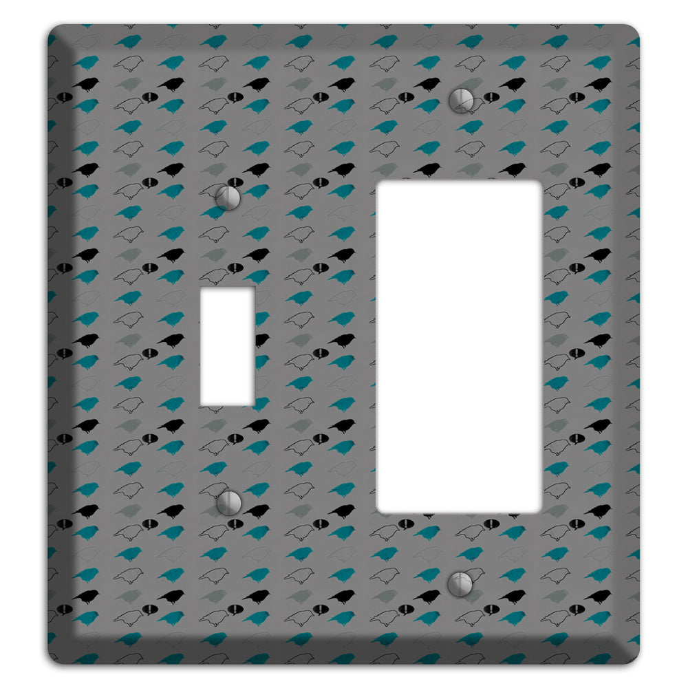 Grey with Small Green Birds 3 Toggle / Rocker Wallplate