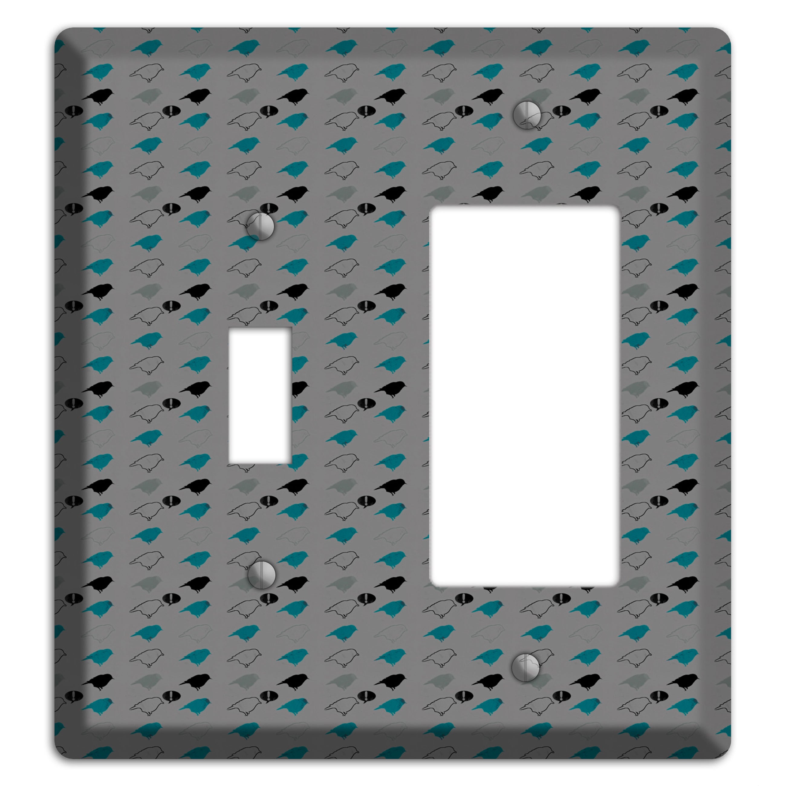 Grey with Small Green Birds 3 Toggle / Rocker Wallplate