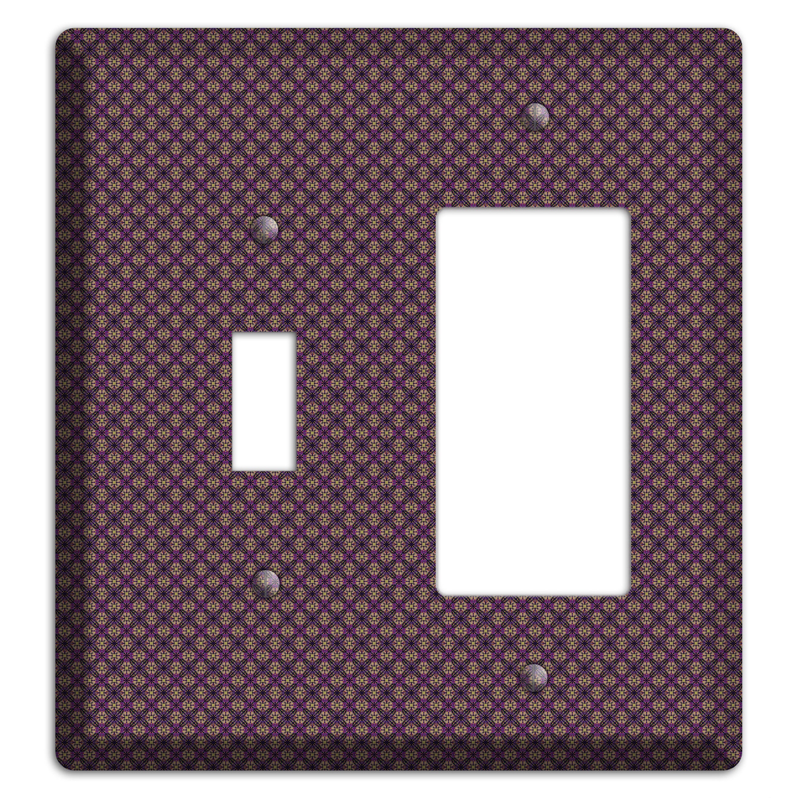 Brown and Purple Tiny Arabesque Toggle / Rocker Wallplate
