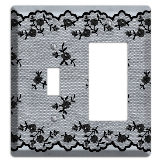 Embroidered Floral Gray Toggle / Rocker Wallplate