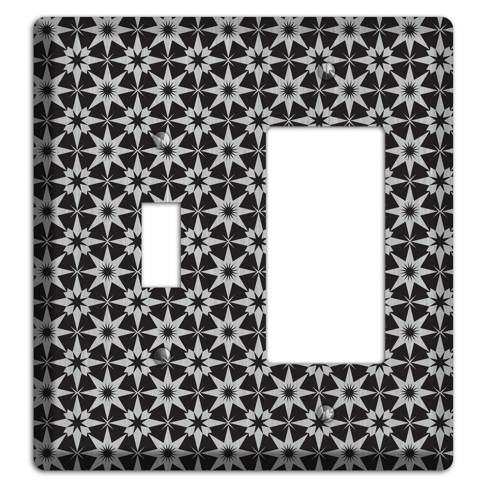 Black with Stainless Steel Foulard Toggle / Rocker Wallplate