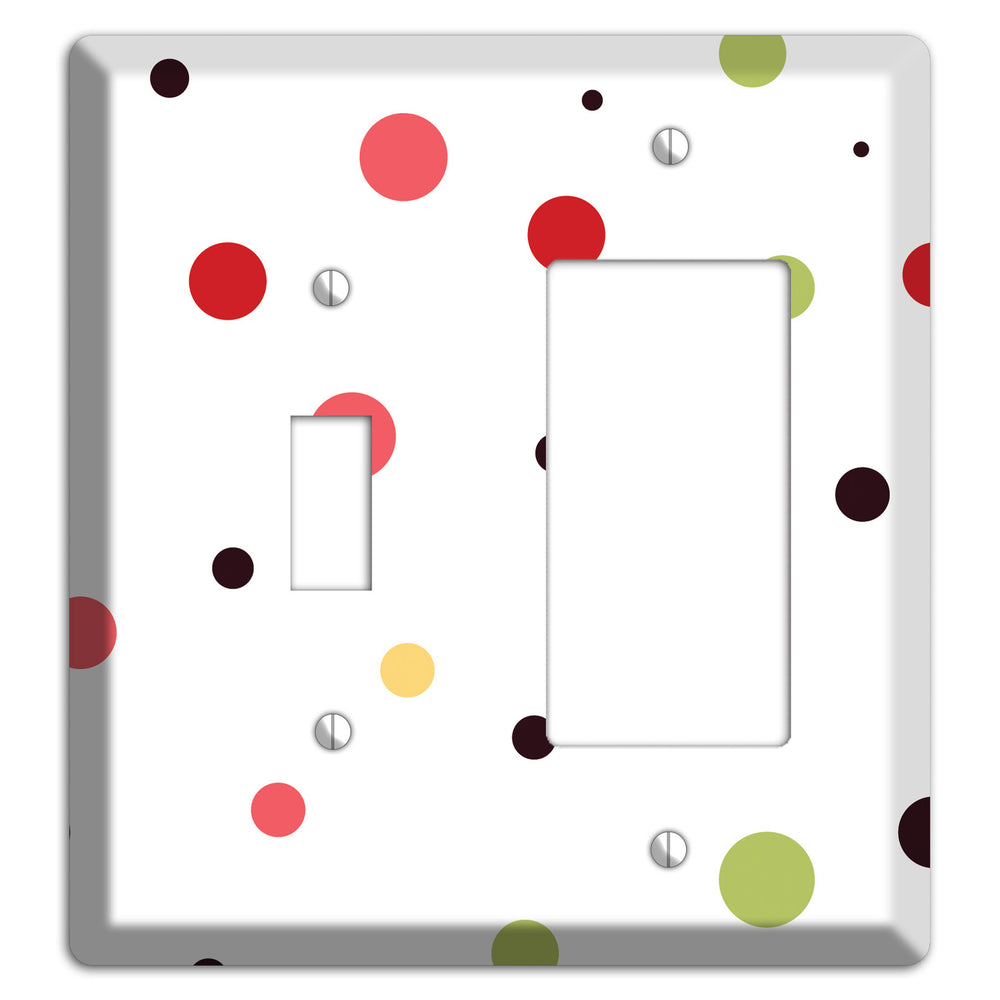 White with Multi Pink Small Dots Toggle / Rocker Wallplate