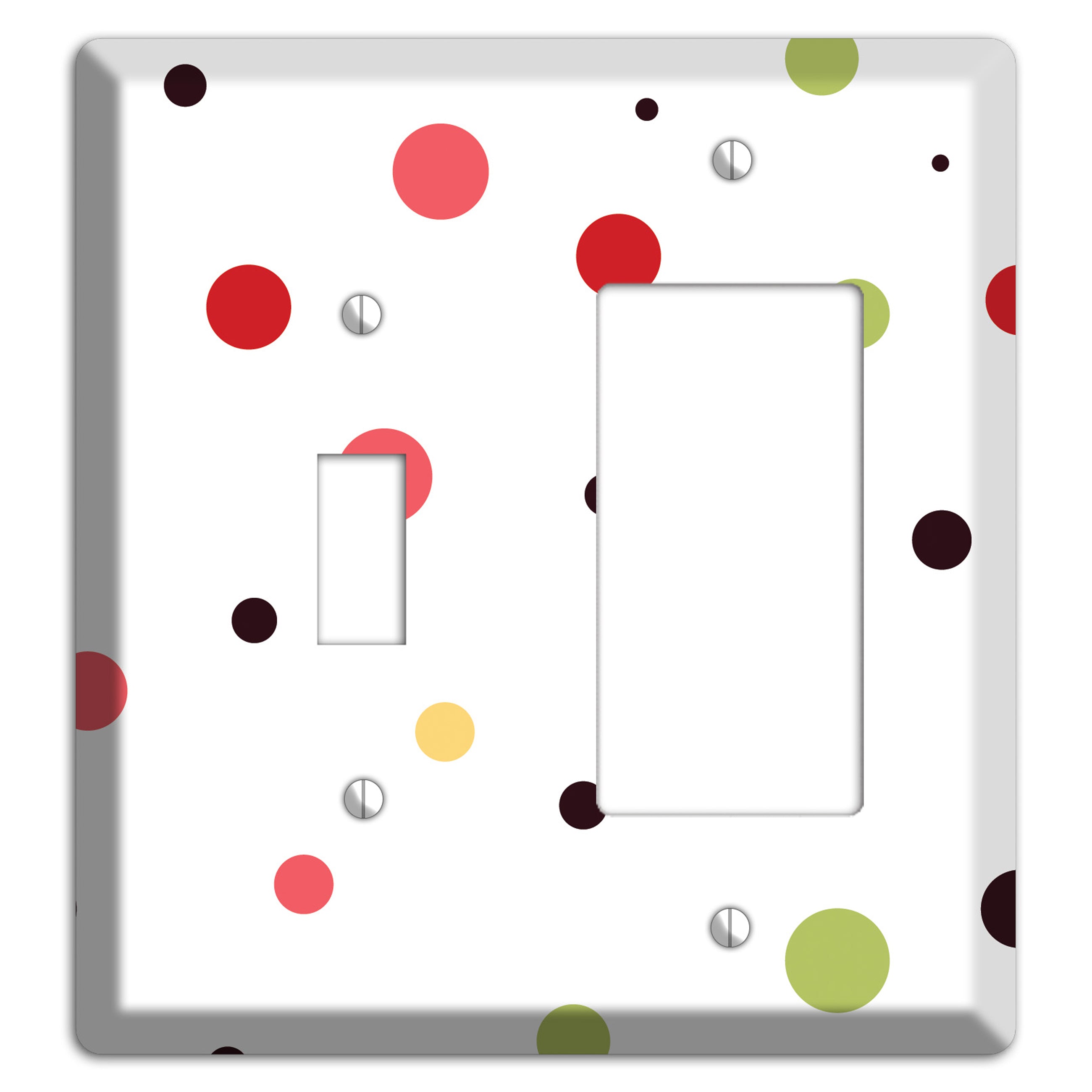 White with Multi Pink Small Dots Toggle / Rocker Wallplate
