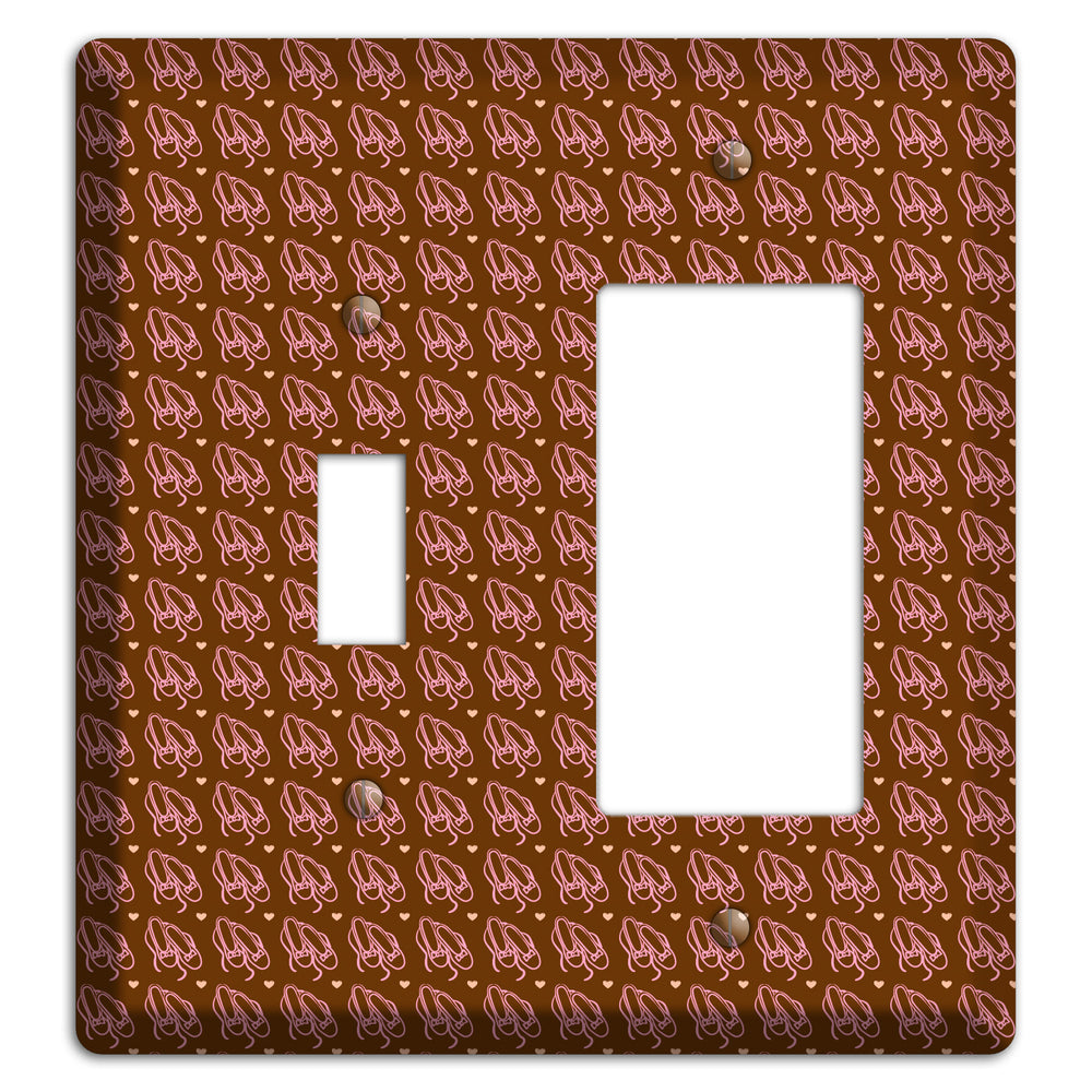 Brown with Pink Ballet Slippers Toggle / Rocker Wallplate