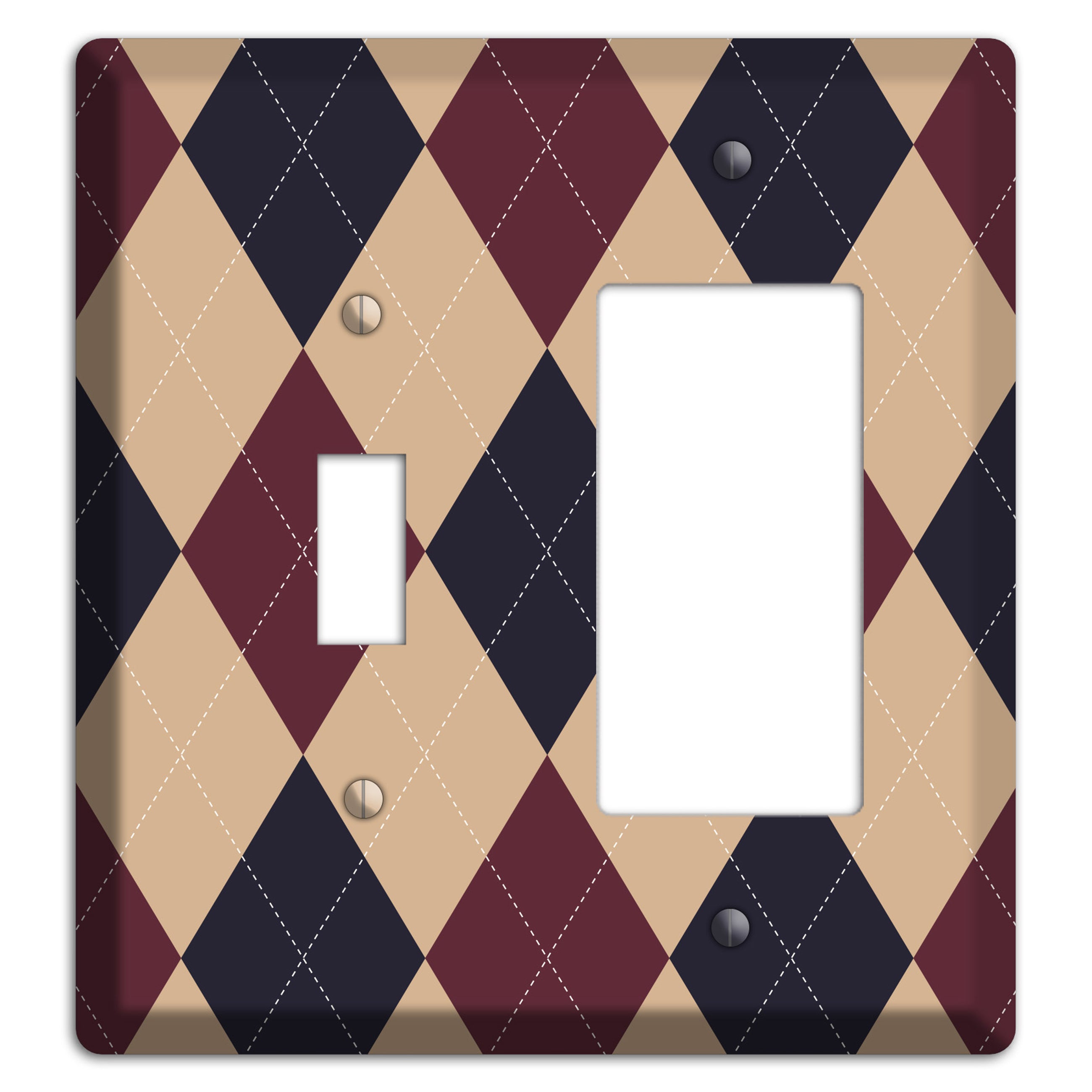Brown and Tan Argyle Toggle / Rocker Wallplate