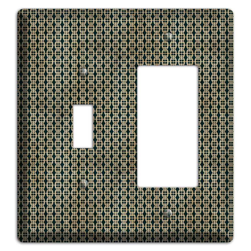 Dark Green Grunge Tiny Tiled Tapestry 3 Toggle / Rocker Wallplate