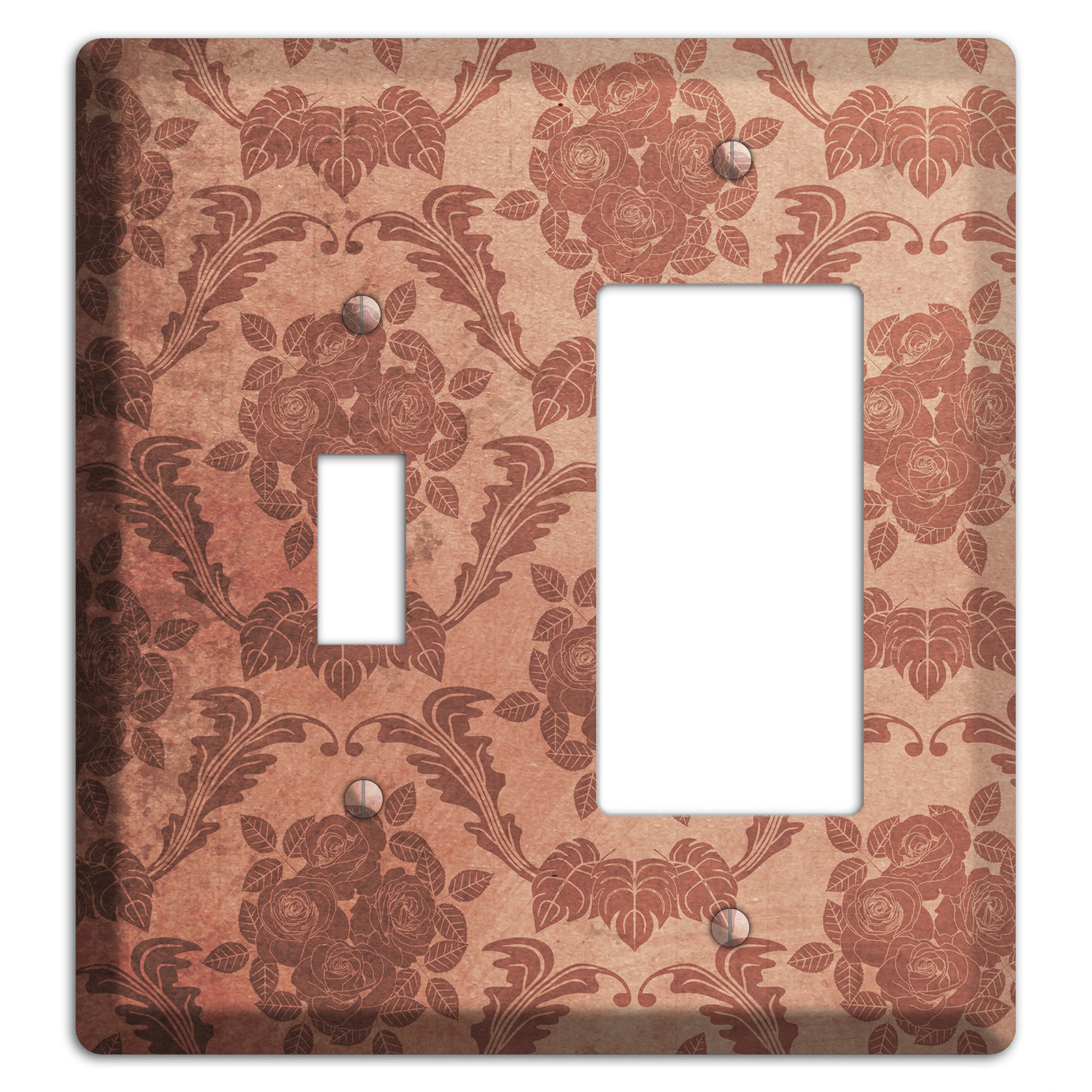 Old Rose Vintage Rose Damask Toggle / Rocker Wallplate