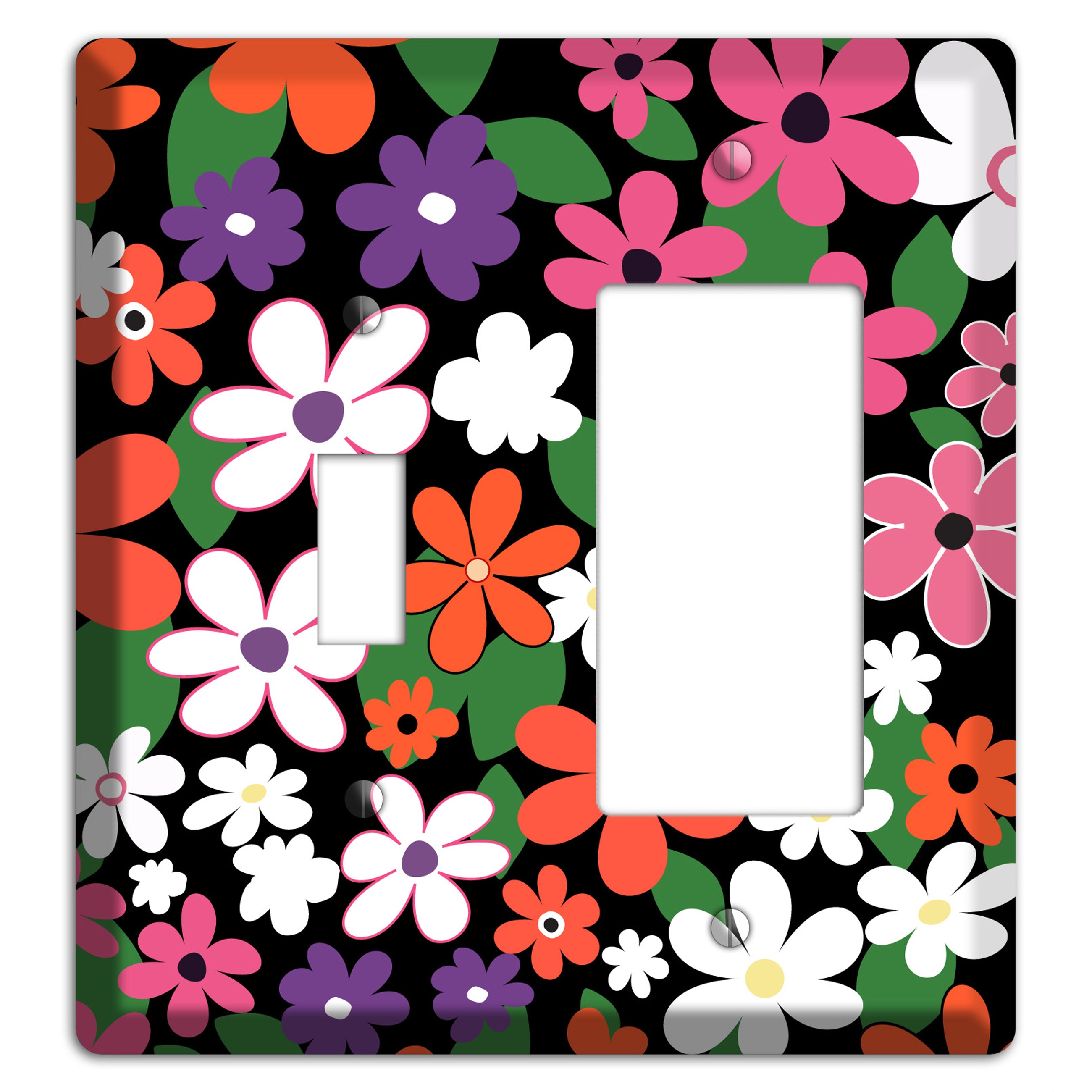 Hippie Flowers Toggle / Rocker Wallplate