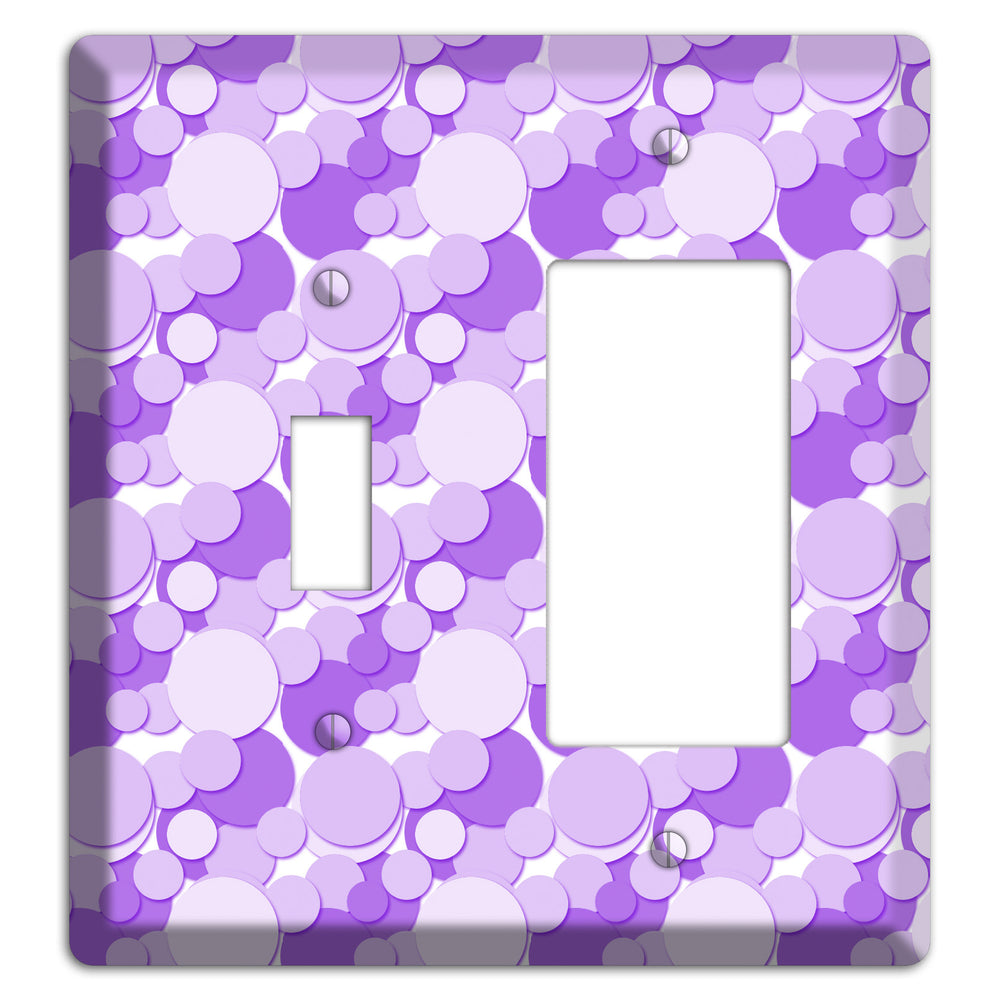 Multi Purple Bubble Dots Toggle / Rocker Wallplate