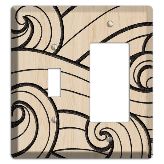 Abstract Curl Wood Lasered Toggle / Rocker Wallplate