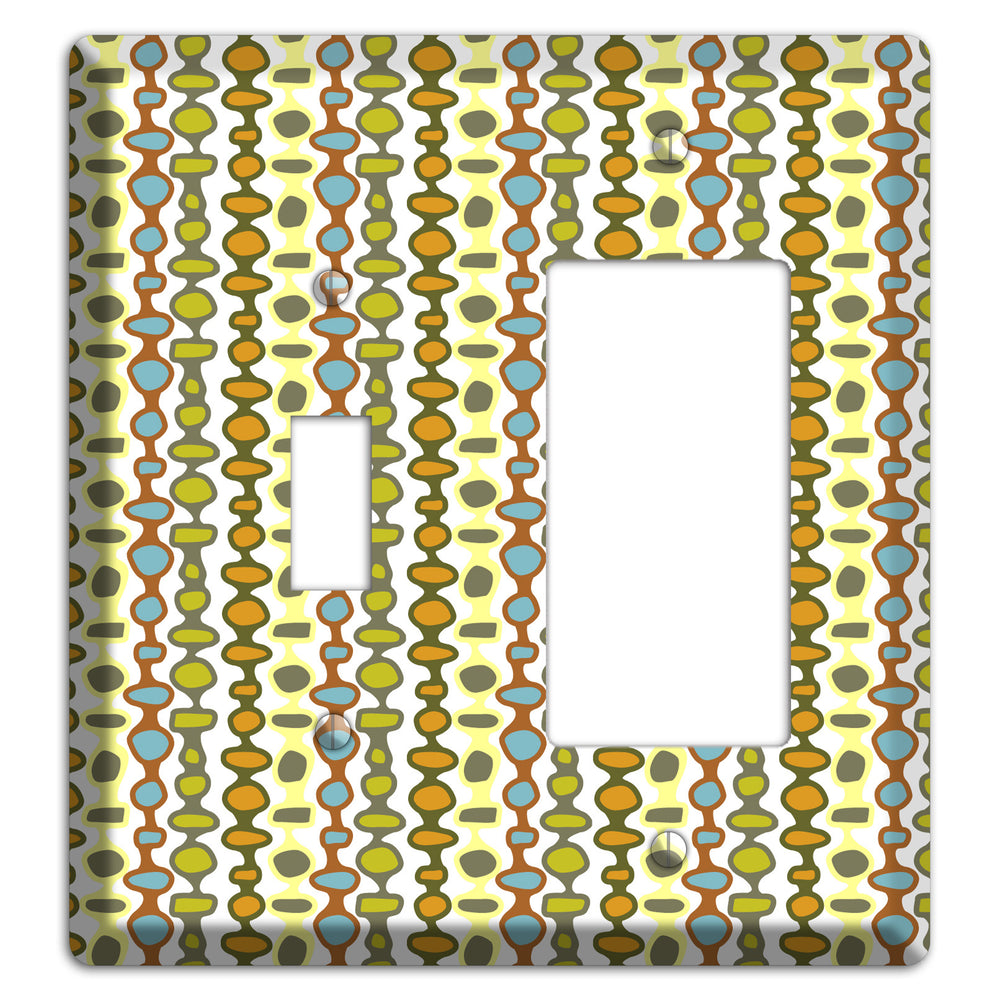 Multi Grey and Umber Bead and Reel Toggle / Rocker Wallplate