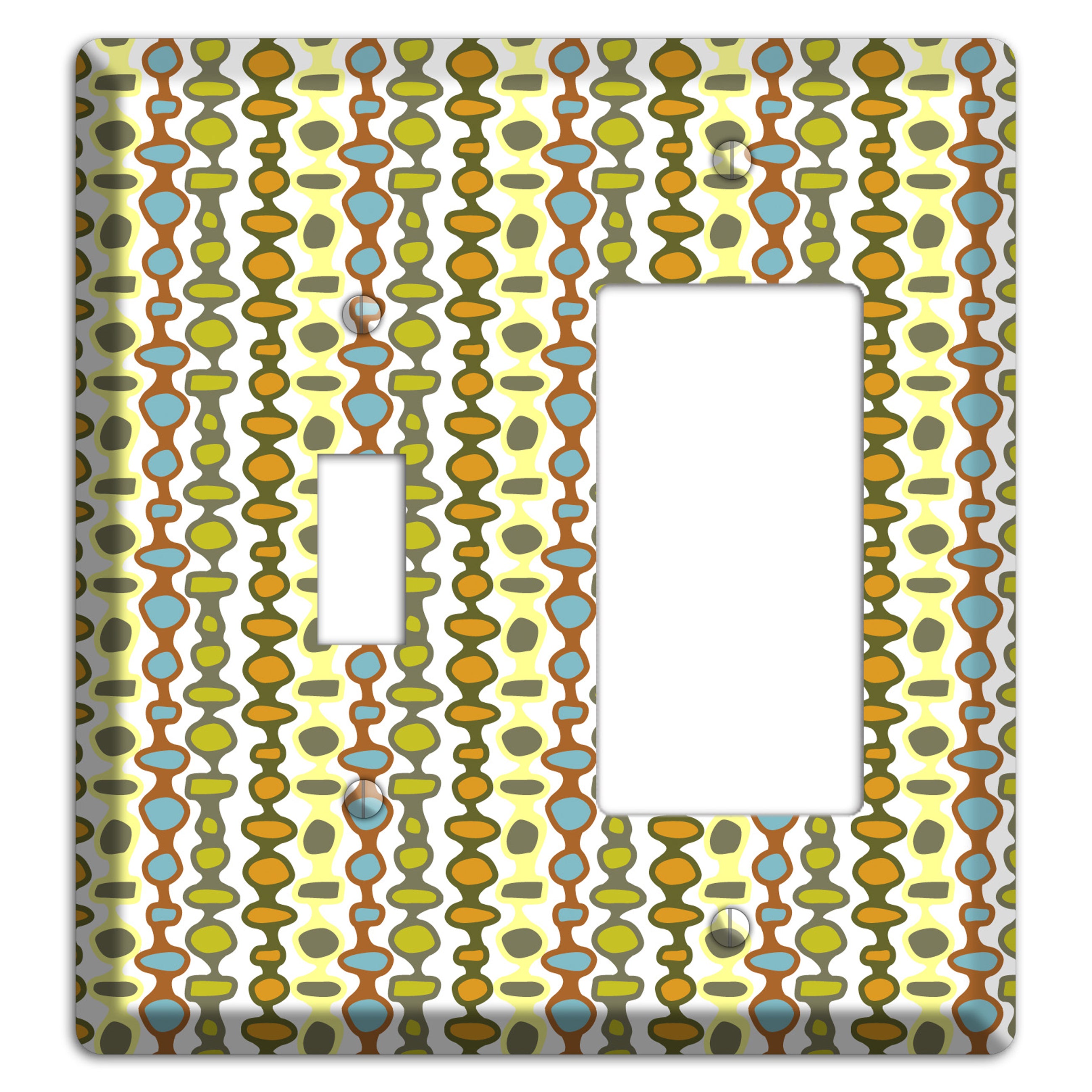 Multi Grey and Umber Bead and Reel Toggle / Rocker Wallplate