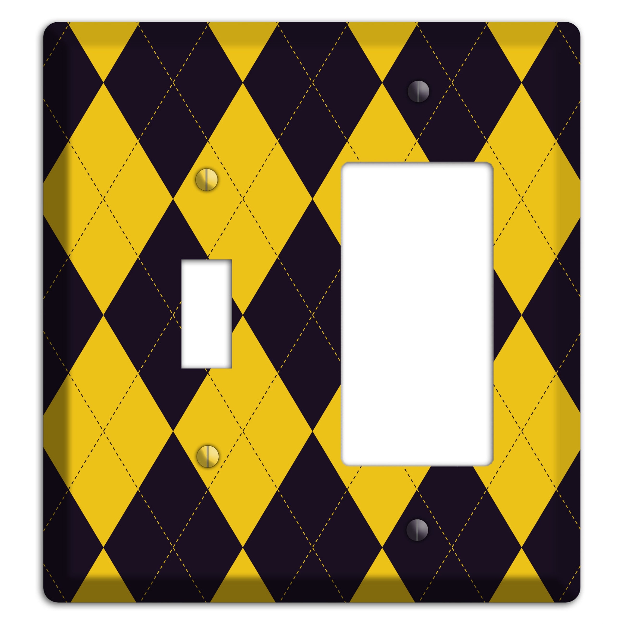 Yellow and Dark Purple Argyle Toggle / Rocker Wallplate