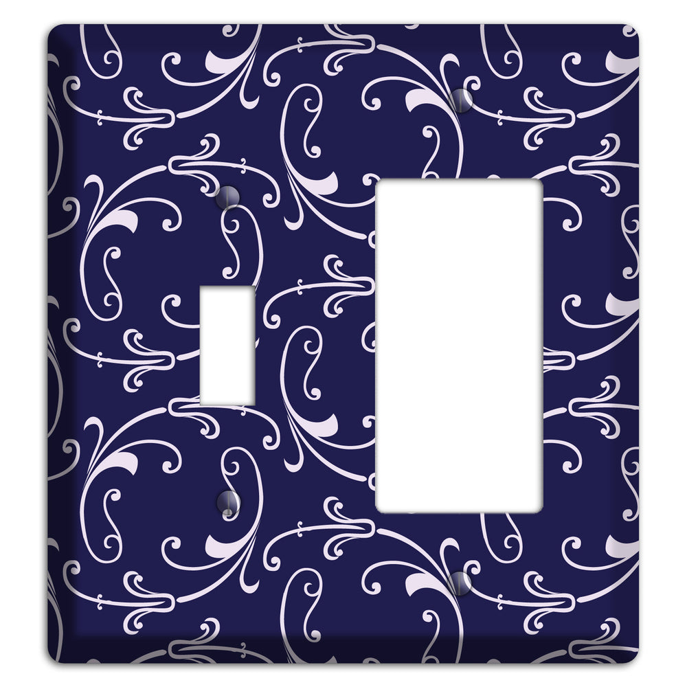 Navy Victorian Sprig Toggle / Rocker Wallplate