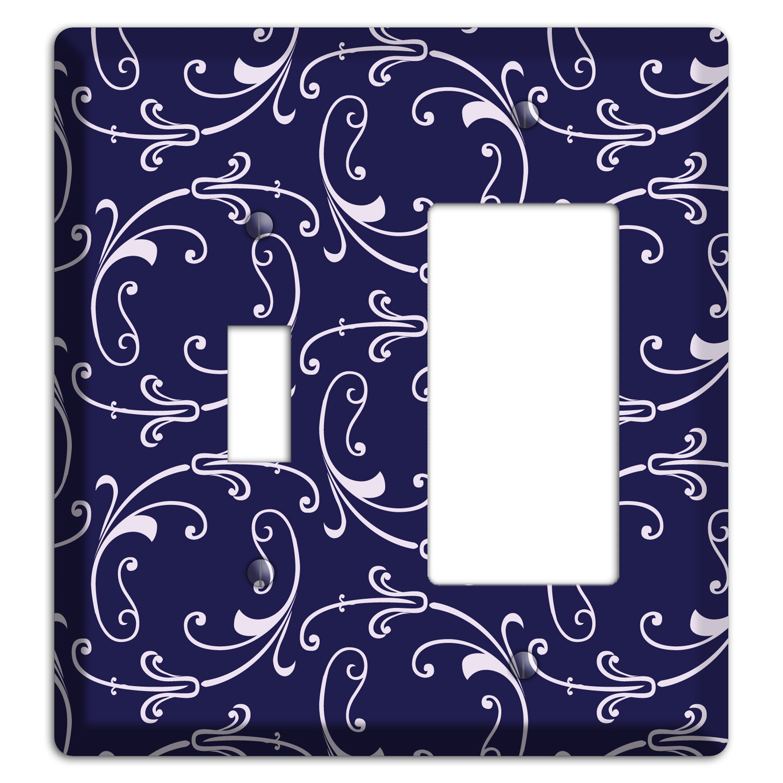 Navy Victorian Sprig Toggle / Rocker Wallplate