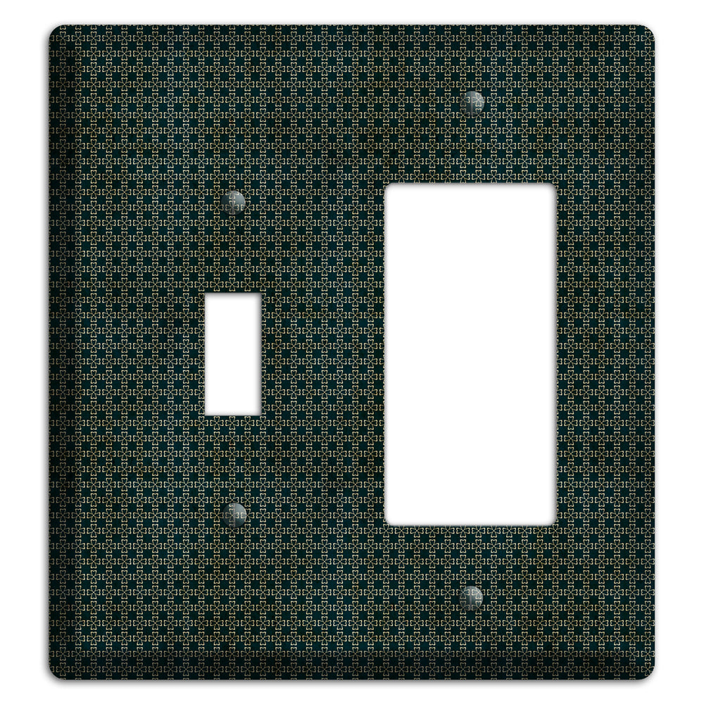 Dark Green Grunge Tiny Arabesque Toggle / Rocker Wallplate