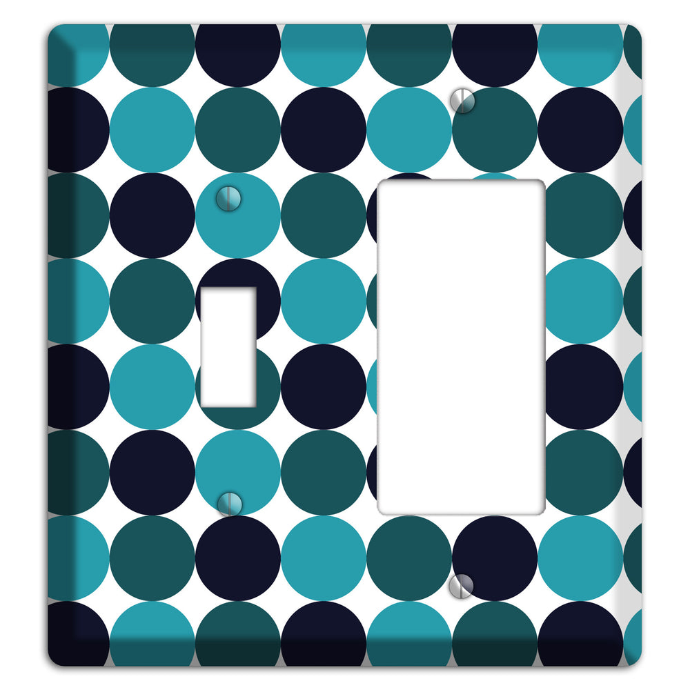 Multi Aqua Tiled Dots Toggle / Rocker Wallplate