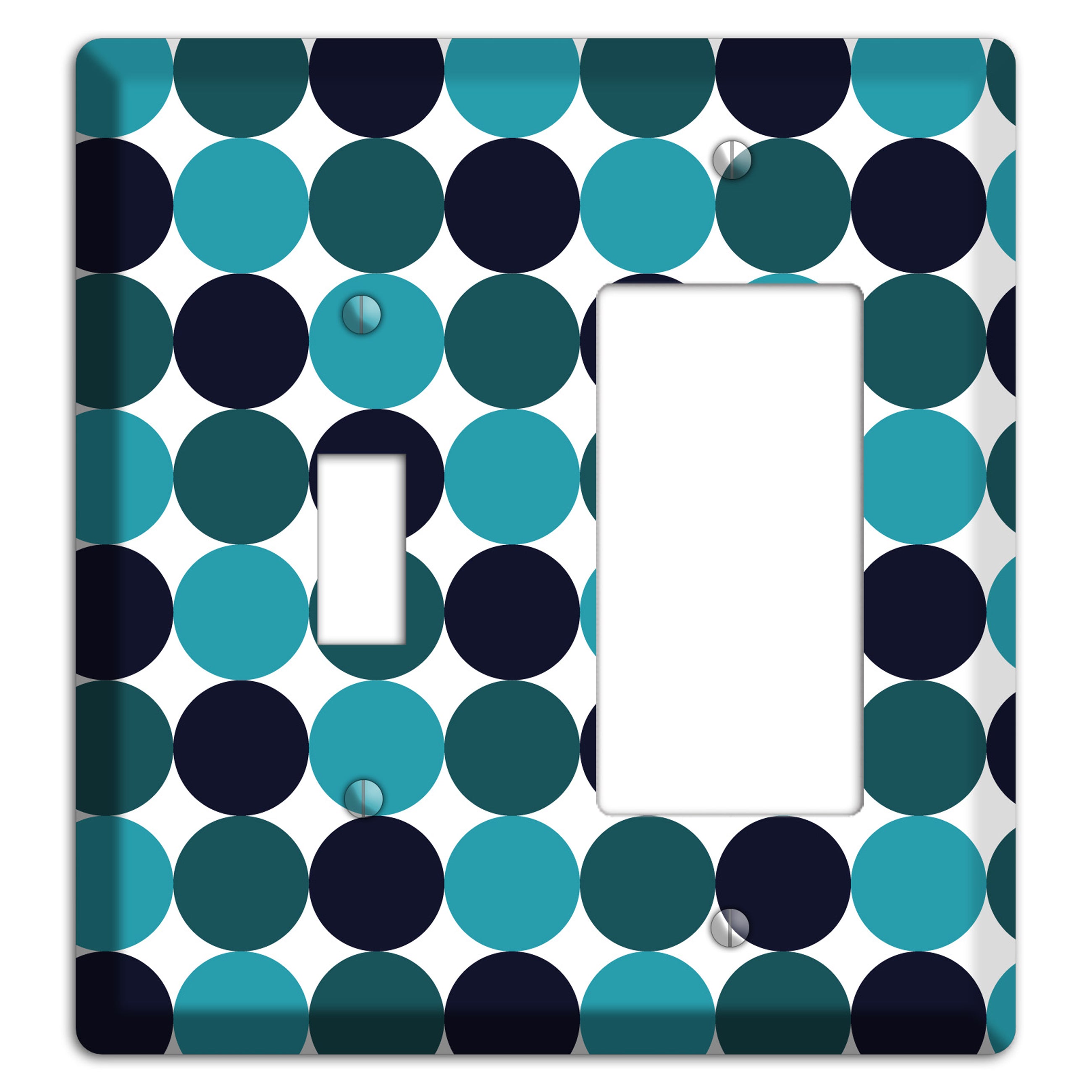 Multi Aqua Tiled Dots Toggle / Rocker Wallplate