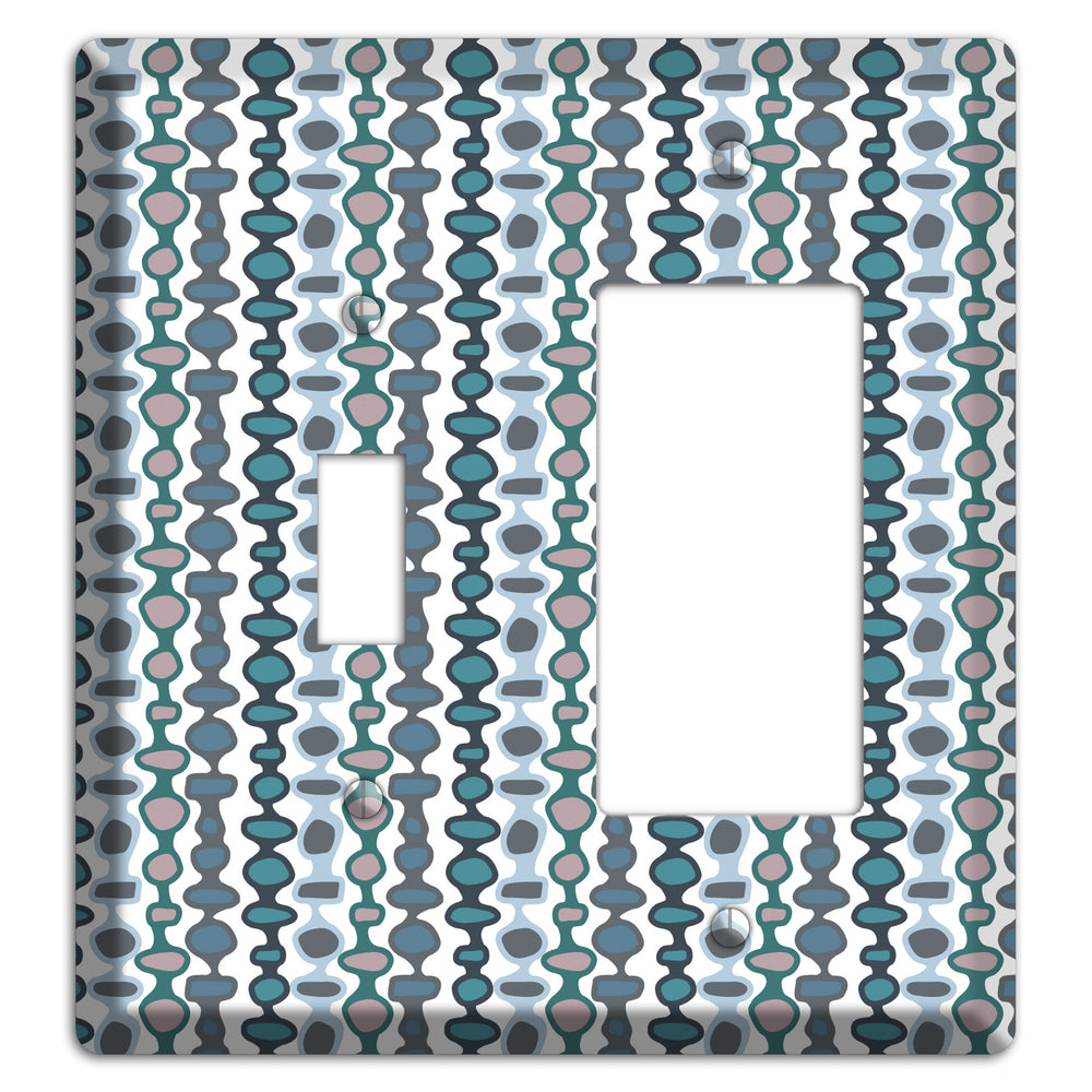 Grey and Multi Blue Bead and Reel Toggle / Rocker Wallplate