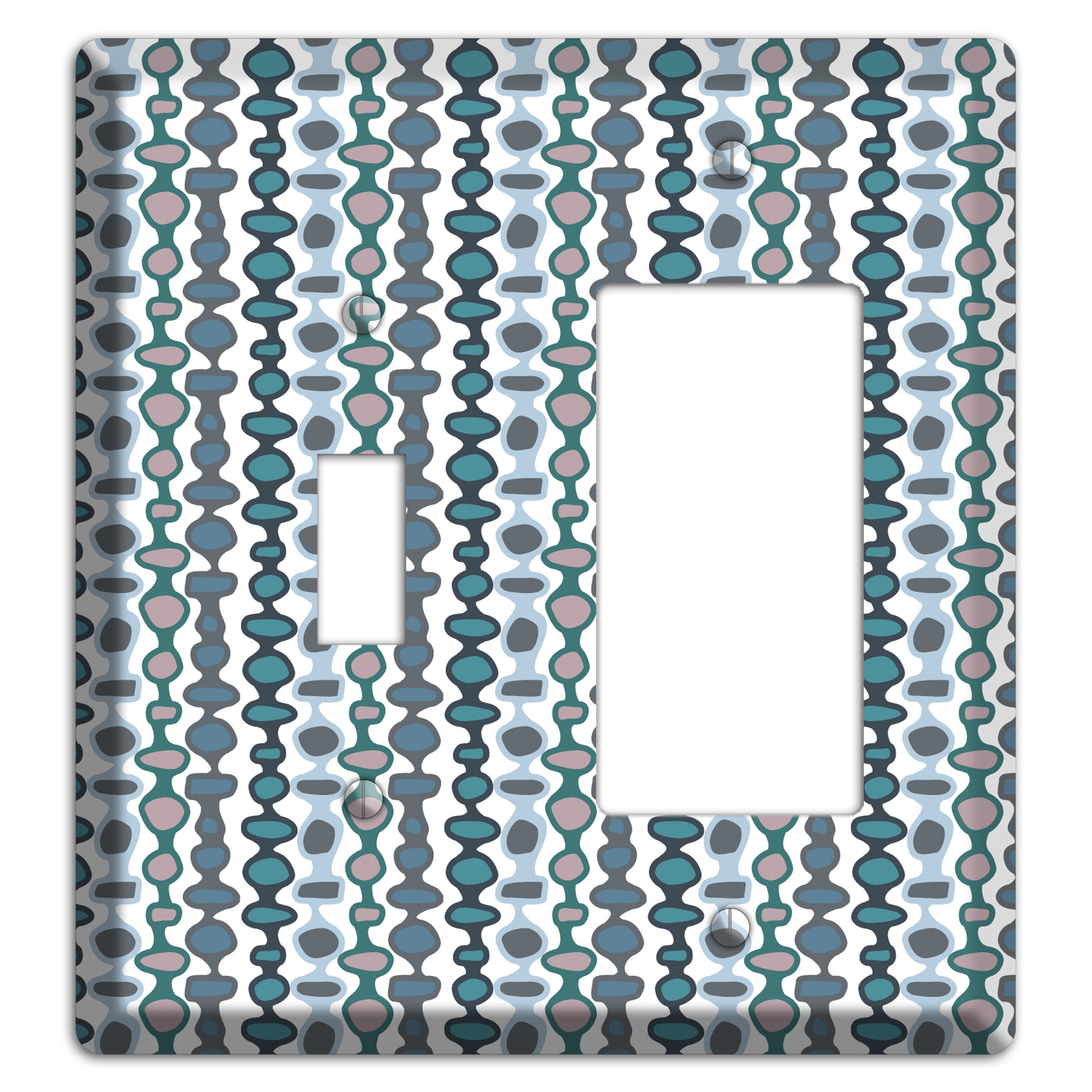 Grey and Multi Blue Bead and Reel Toggle / Rocker Wallplate