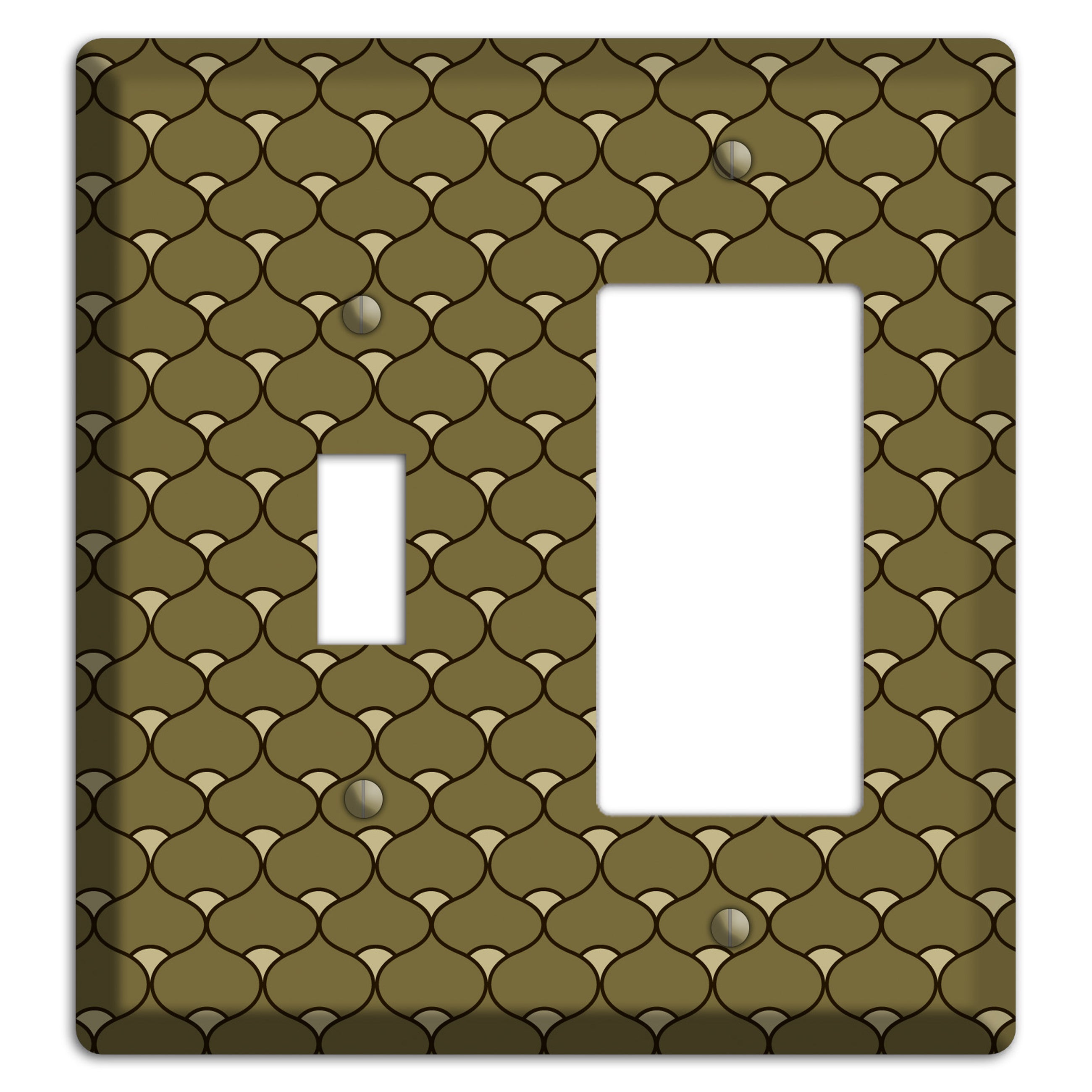Brown Deco Scallop Toggle / Rocker Wallplate