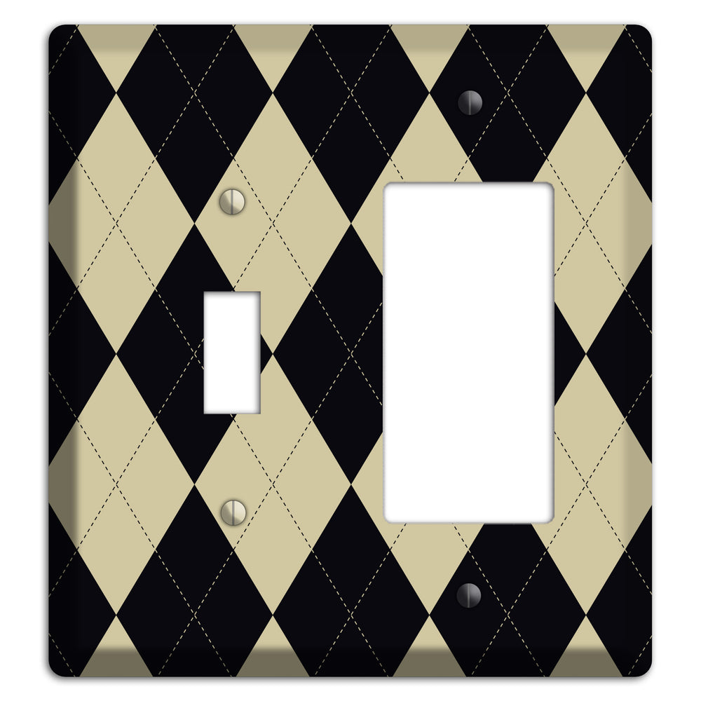 Tan and Black Argyle Toggle / Rocker Wallplate