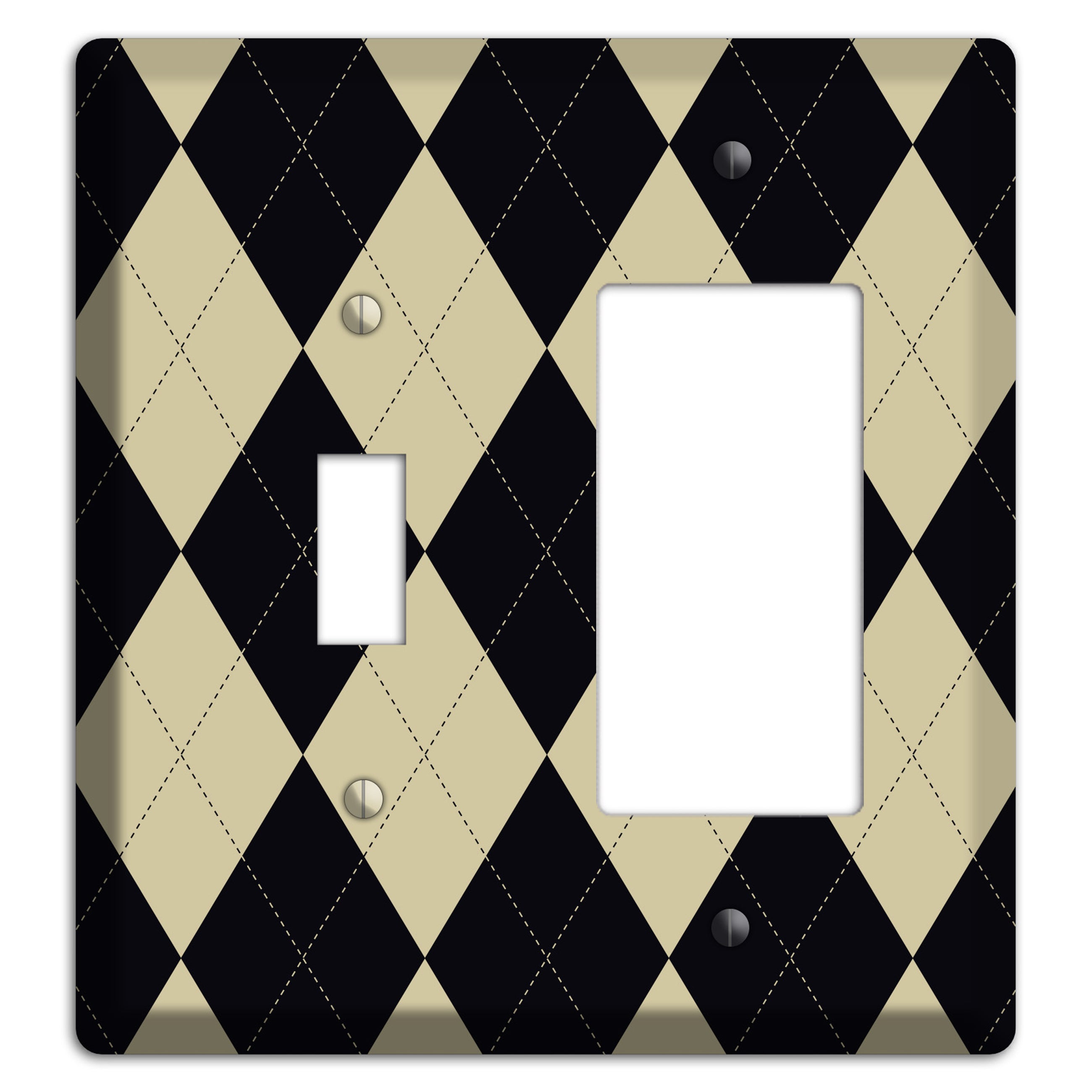 Tan and Black Argyle Toggle / Rocker Wallplate