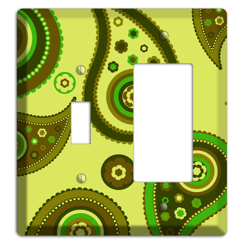 Bright Green Paisley Toggle / Rocker Wallplate