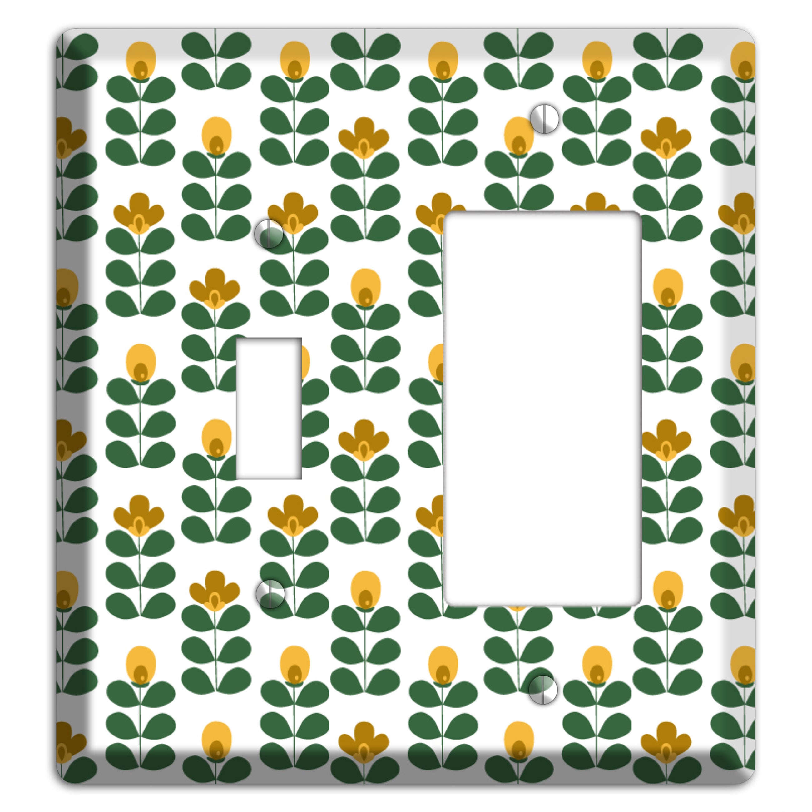 Dark Green Deco Floral Half Drop Toggle / Rocker Wallplate