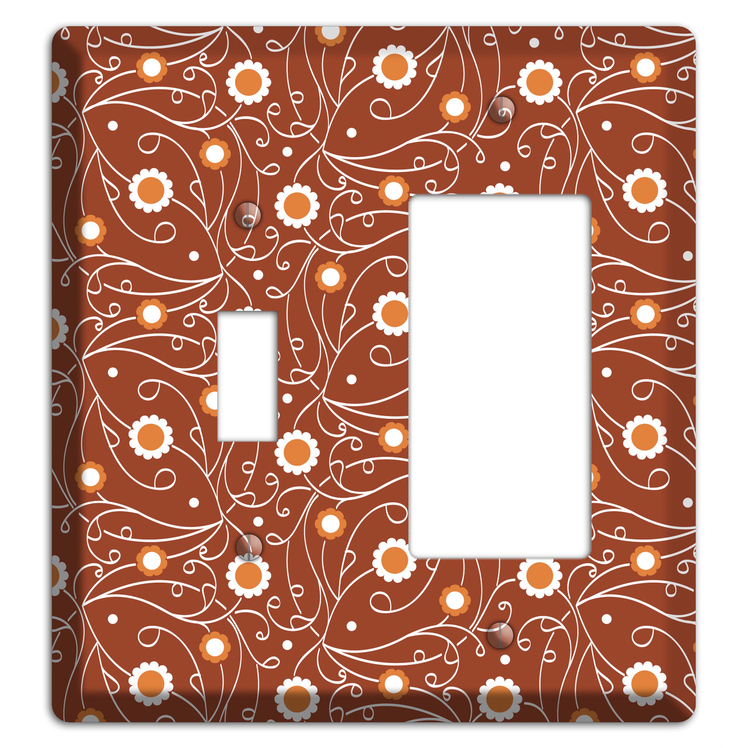 Brown Vine Floral Toggle / Rocker Wallplate