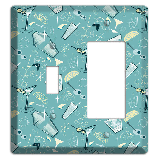 Retro Cocktails Teal Toggle / Rocker Wallplate