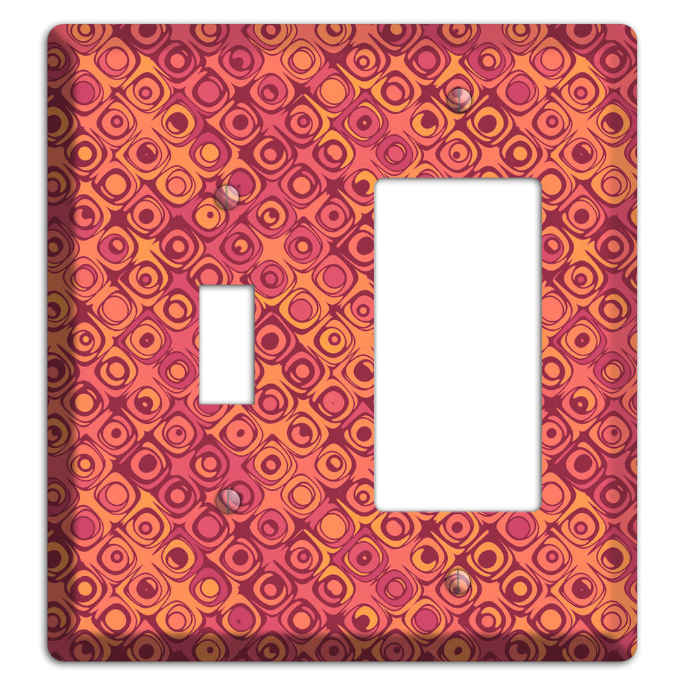 Coral Grunge Retro Circles Toggle / Rocker Wallplate