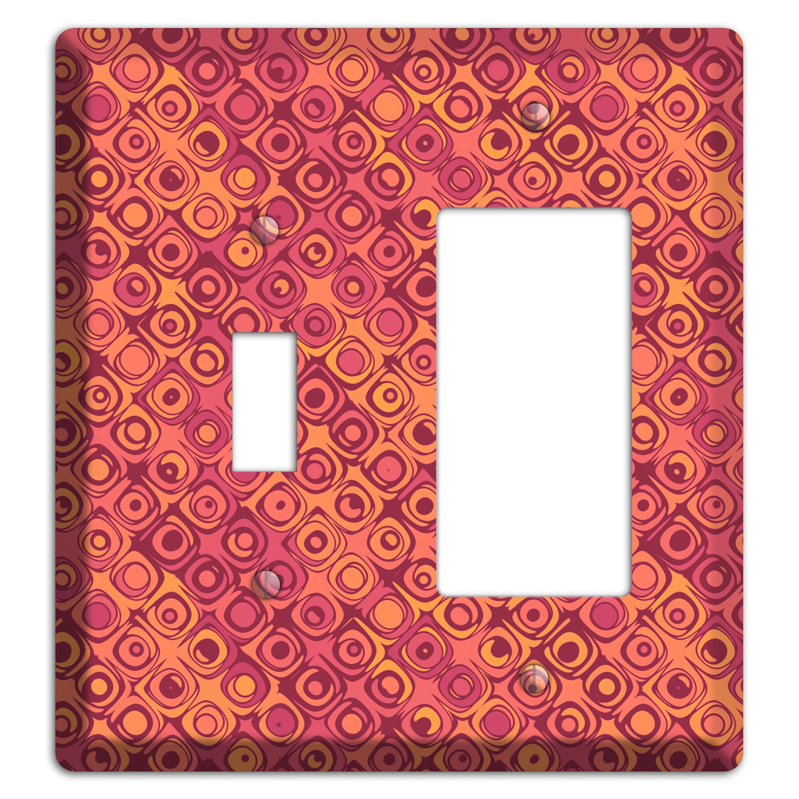 Coral Grunge Retro Circles Toggle / Rocker Wallplate