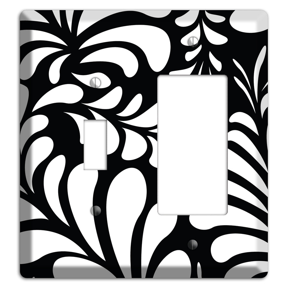 Black with White Herati Toggle / Rocker Wallplate