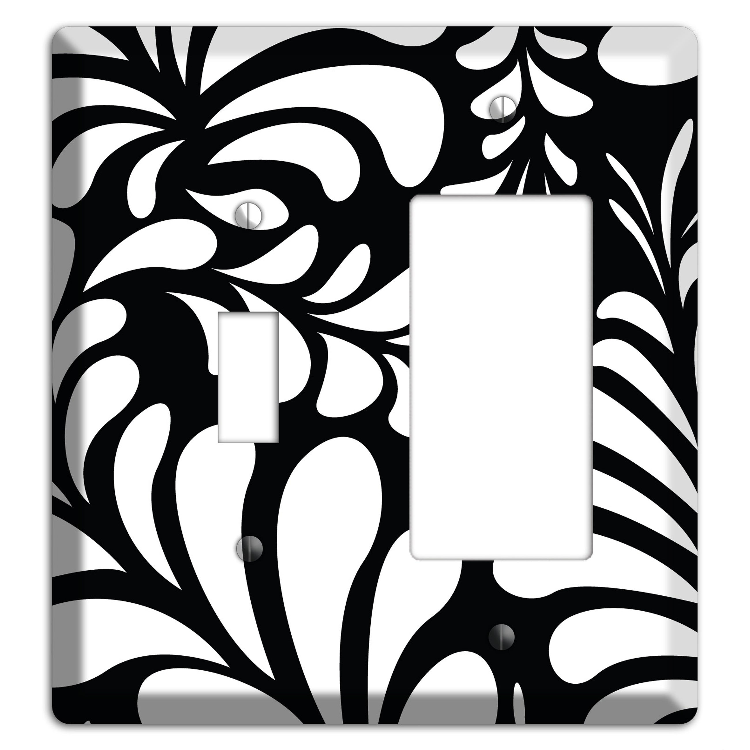 Black with White Herati Toggle / Rocker Wallplate