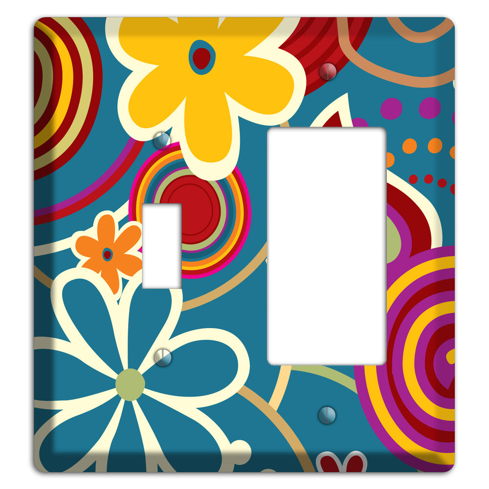 Bold Blue Flowers Toggle / Rocker Wallplate