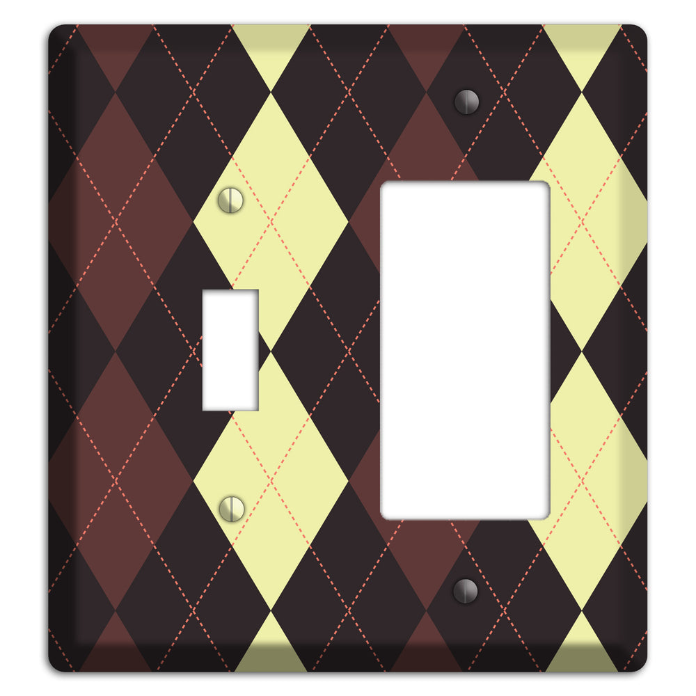 Maroon and Yellow Argyle Toggle / Rocker Wallplate