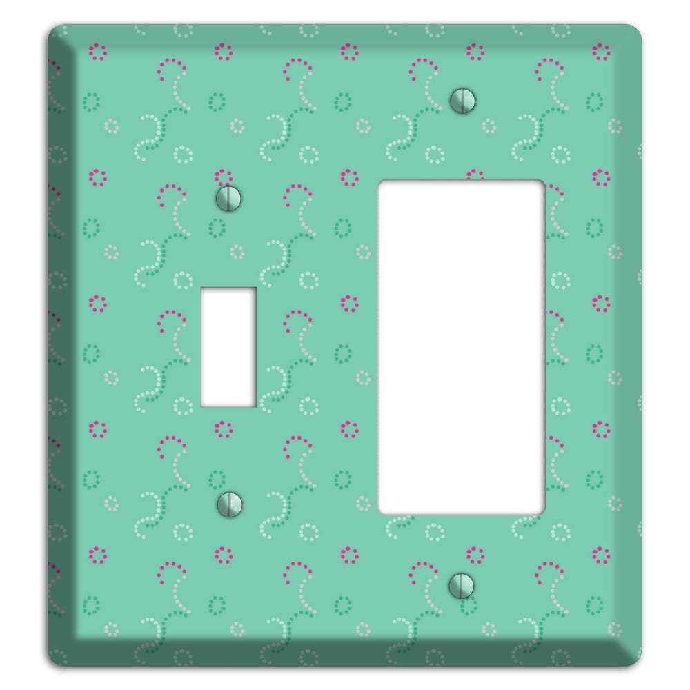 Multi Aqua with Fuschia Stipple Toggle / Rocker Wallplate