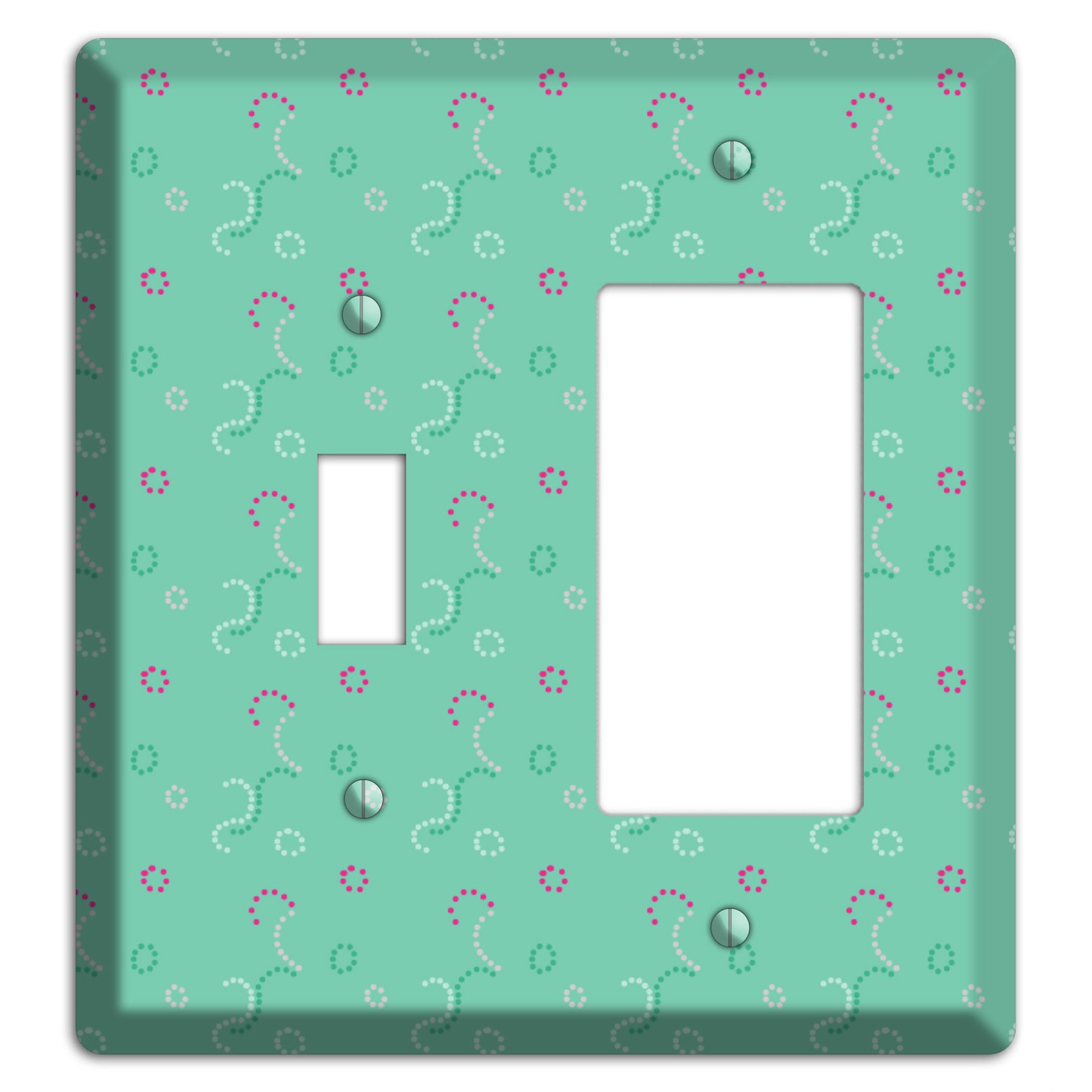 Multi Aqua with Fuschia Stipple Toggle / Rocker Wallplate