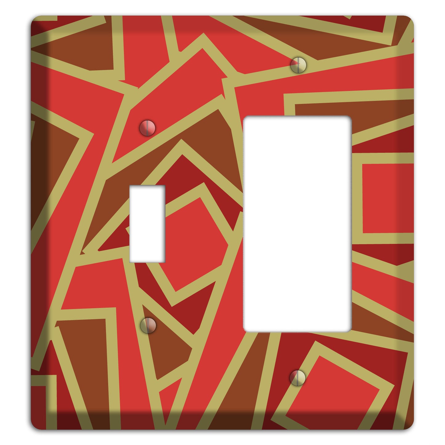 Red and Brown Retro Cubist Toggle / Rocker Wallplate