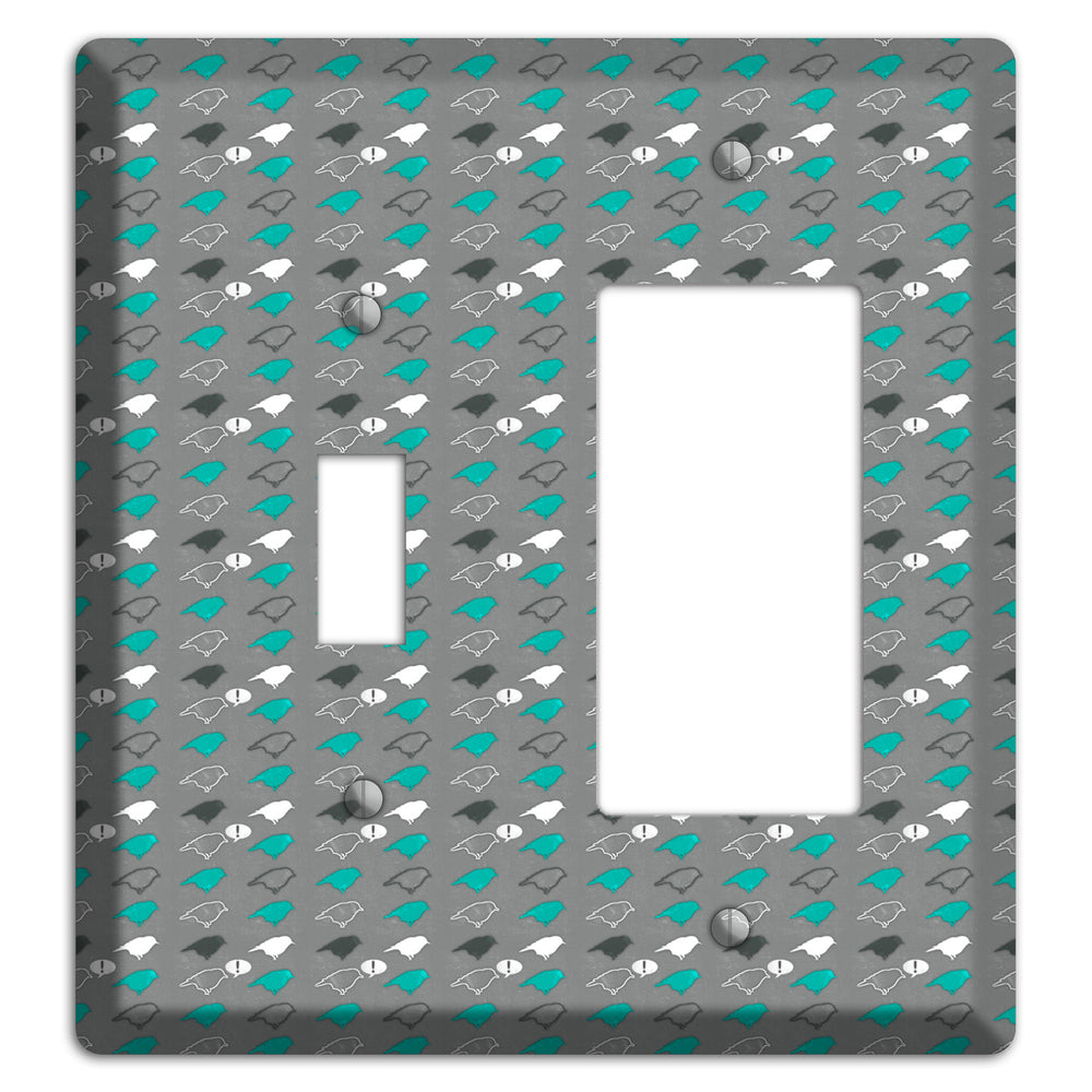 Grey with Small Green Birds Toggle / Rocker Wallplate