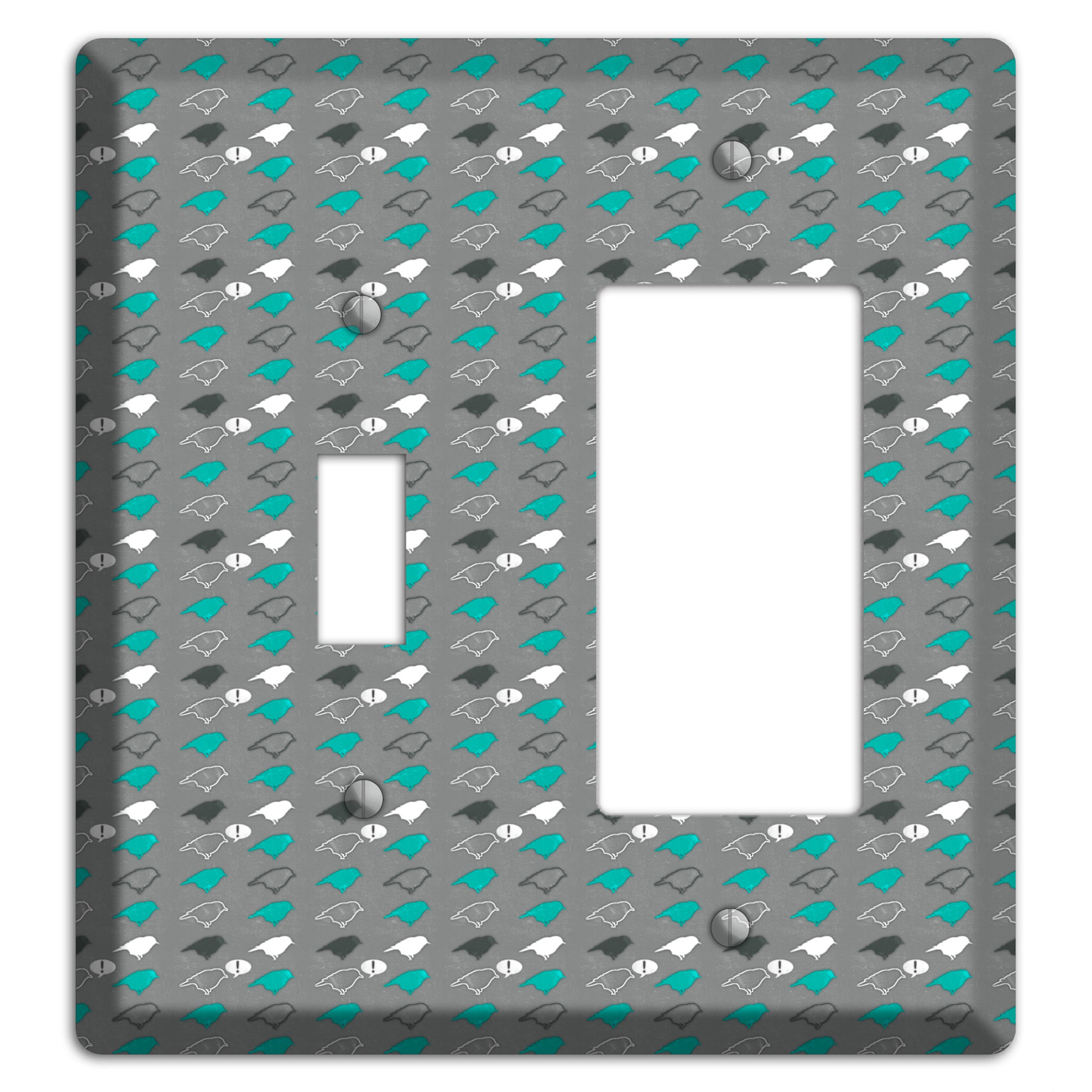 Grey with Small Green Birds Toggle / Rocker Wallplate