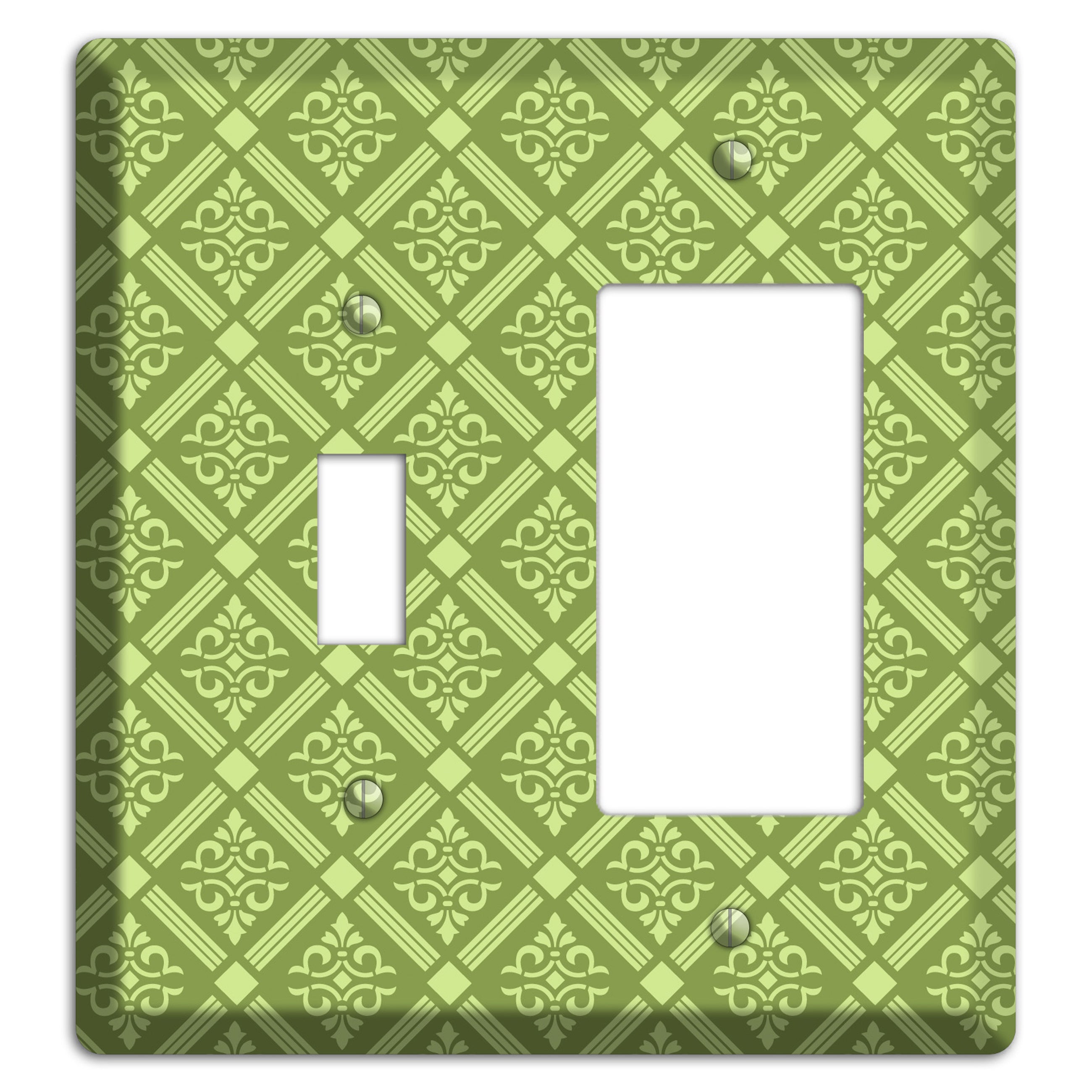 Green Damask diamonds Toggle / Rocker Wallplate