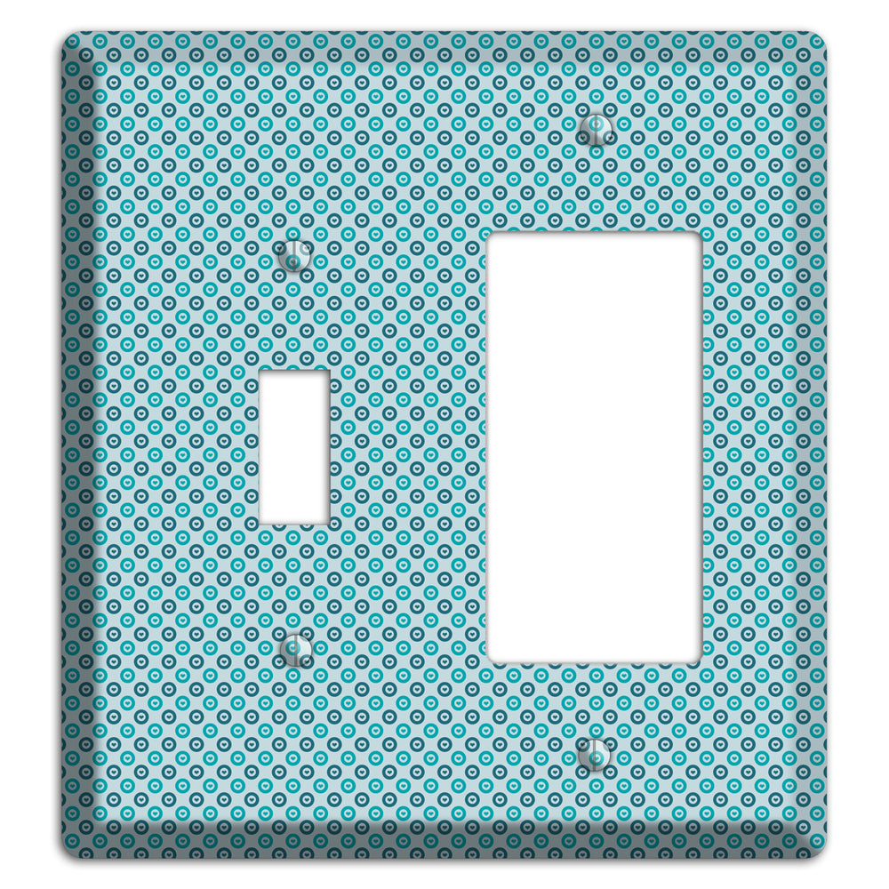 Turquoise and Blue Concentric Dots Toggle / Rocker Wallplate