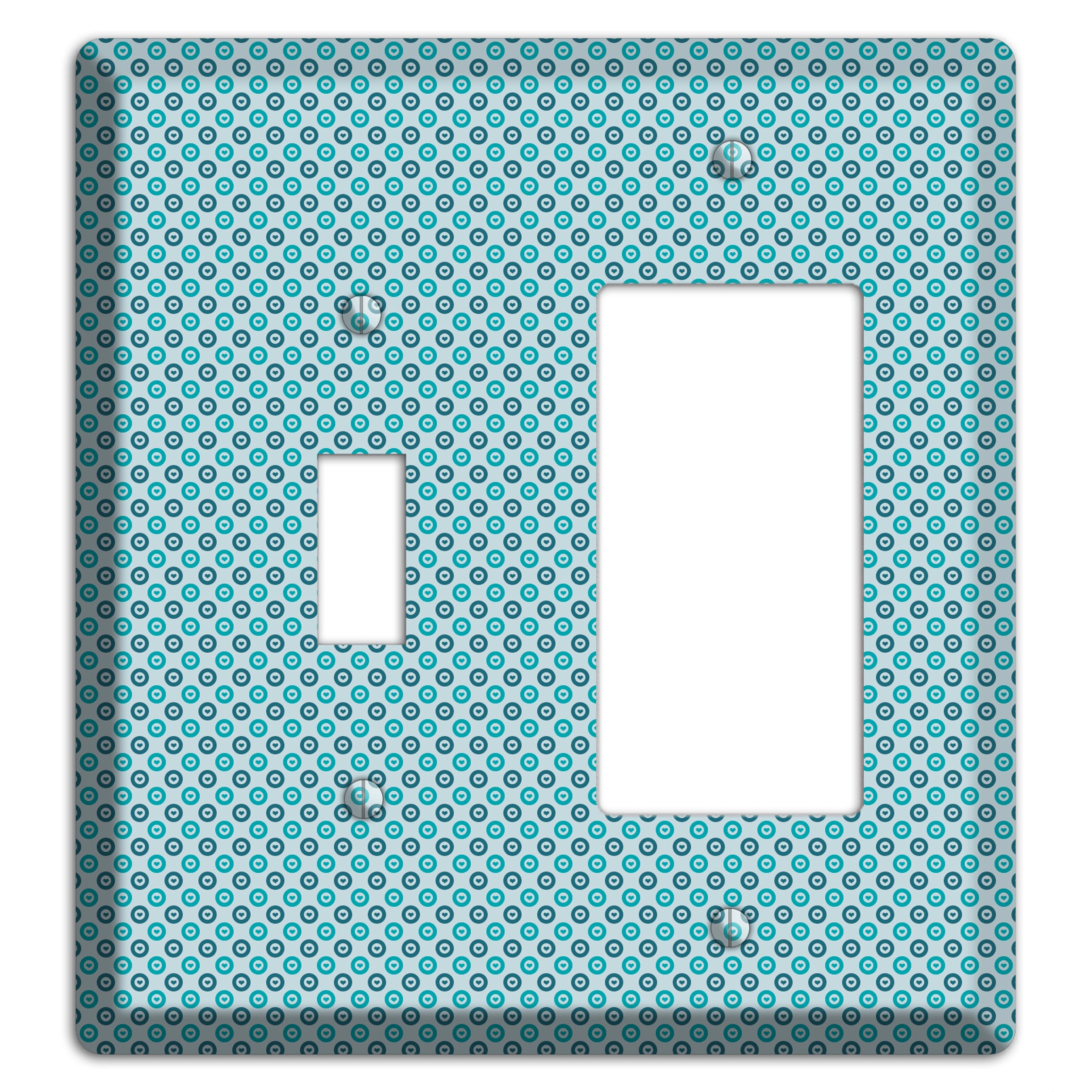 Turquoise and Blue Concentric Dots Toggle / Rocker Wallplate