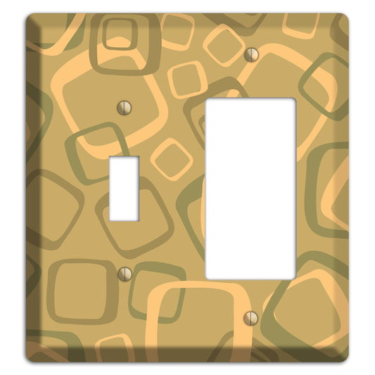 Multi Olive Random Retro Squares Toggle / Rocker Wallplate
