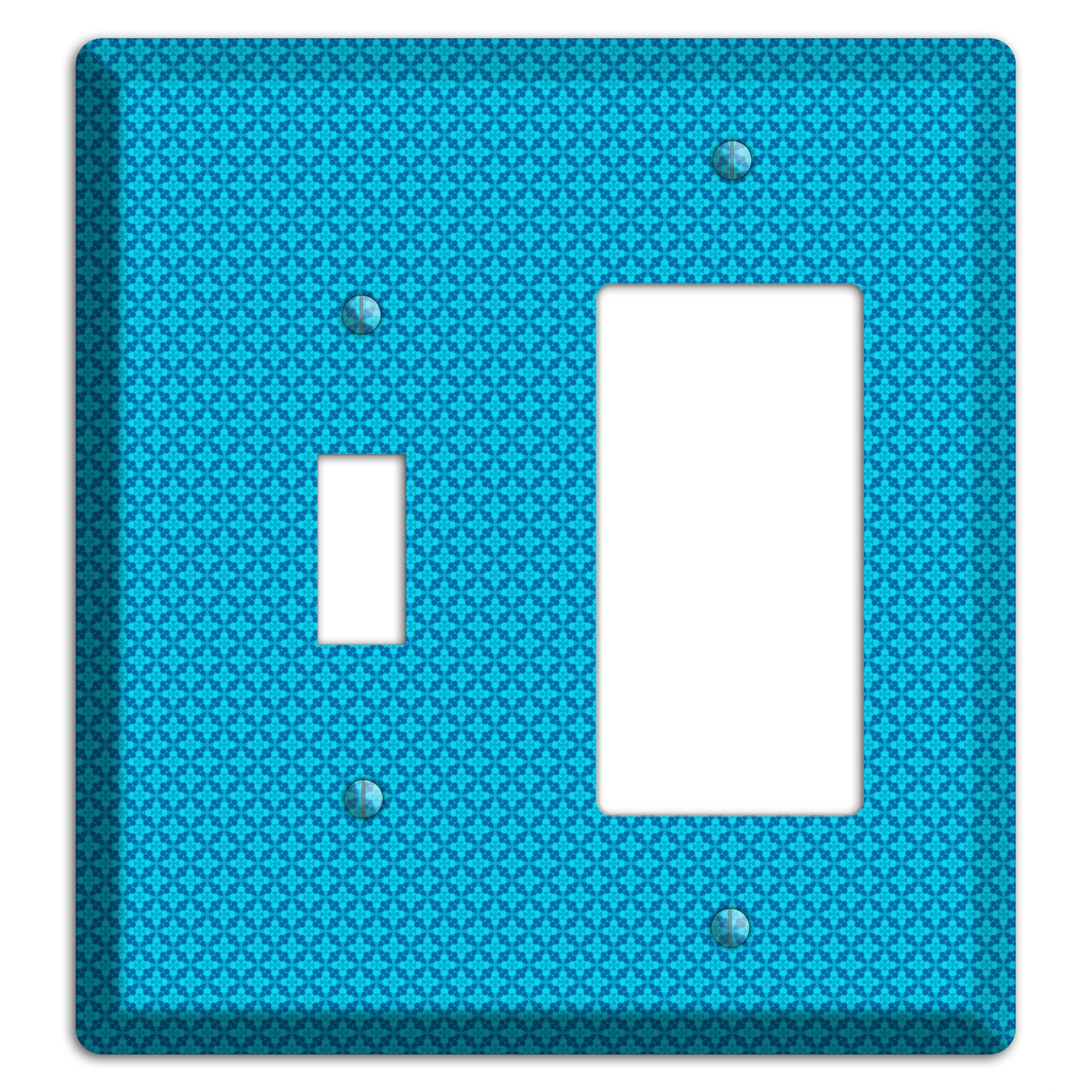 Multi Blue Checkered Quatrefoil Toggle / Rocker Wallplate