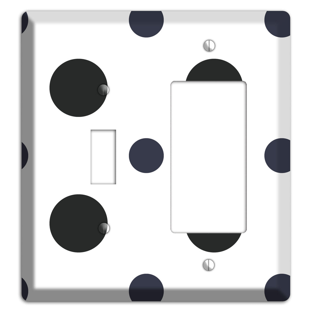 Black Multi Medium Polka Dots Toggle / Rocker Wallplate