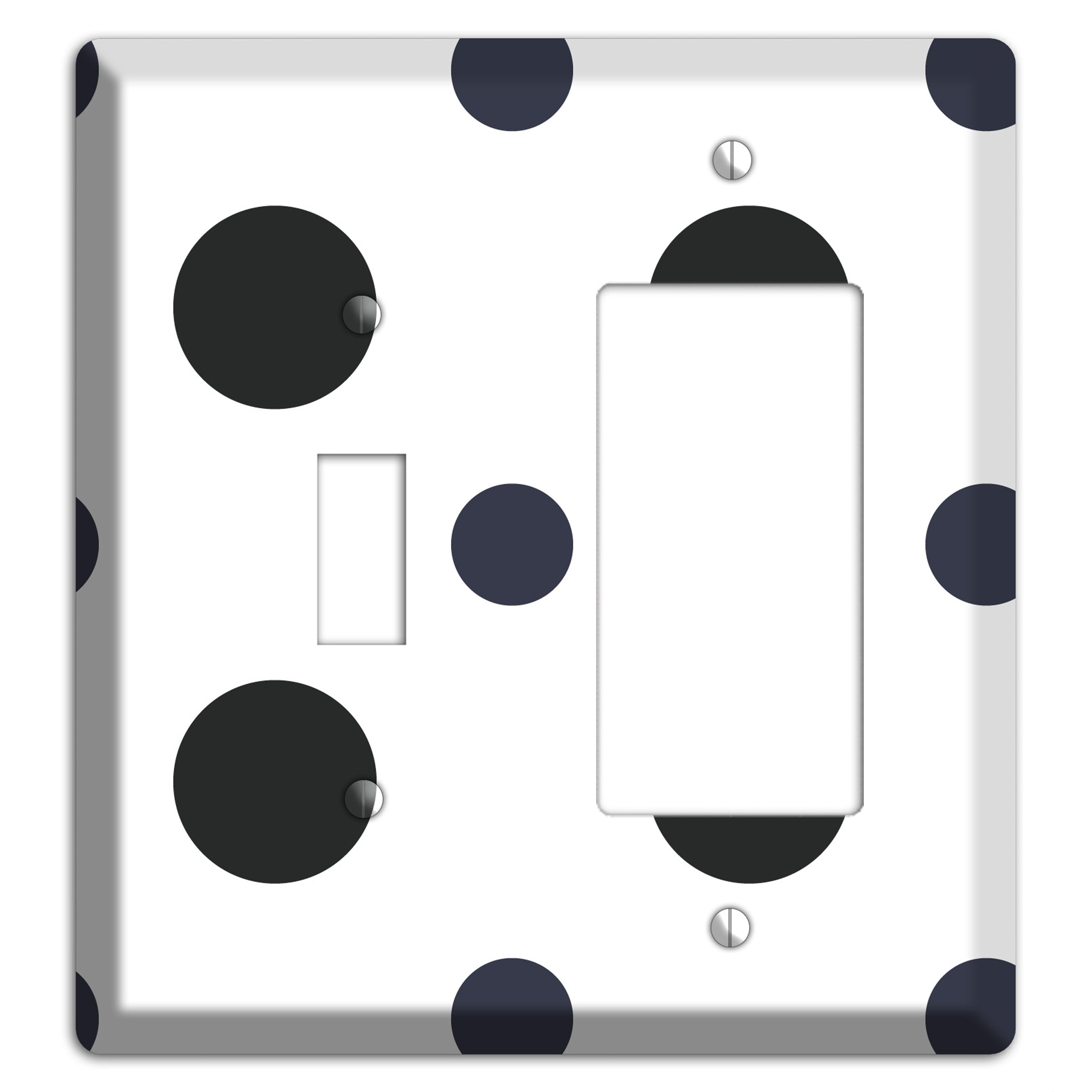Black Multi Medium Polka Dots Toggle / Rocker Wallplate