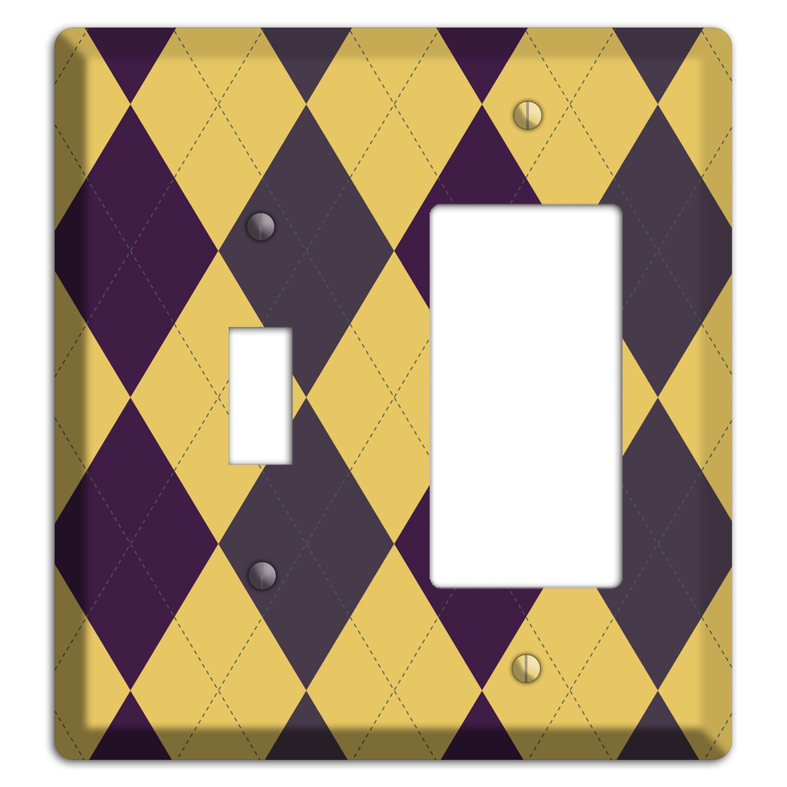Yellow Plum Brown Argyle Toggle / Rocker Wallplate